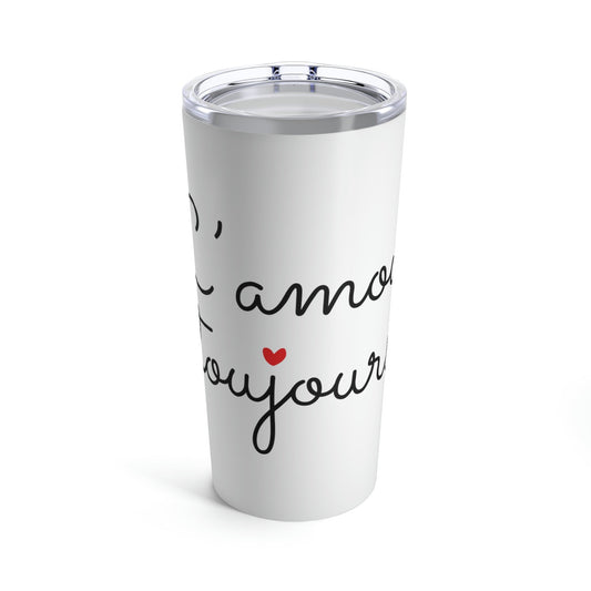 Love Forever L'Amour Toujours Love Typography Valentines Idea Stainless Steel Hot or Cold Vacuum Tumbler 20oz Ichaku [Perfect Gifts Selection]