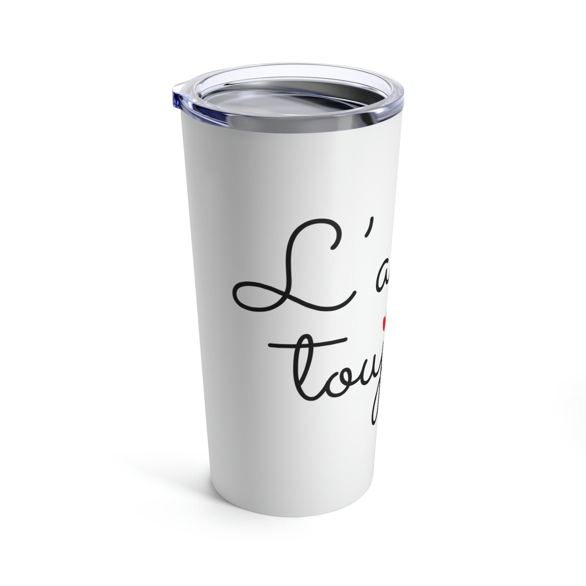 Love Forever L'Amour Toujours Love Typography Valentines Idea Stainless Steel Hot or Cold Vacuum Tumbler 20oz Ichaku [Perfect Gifts Selection]