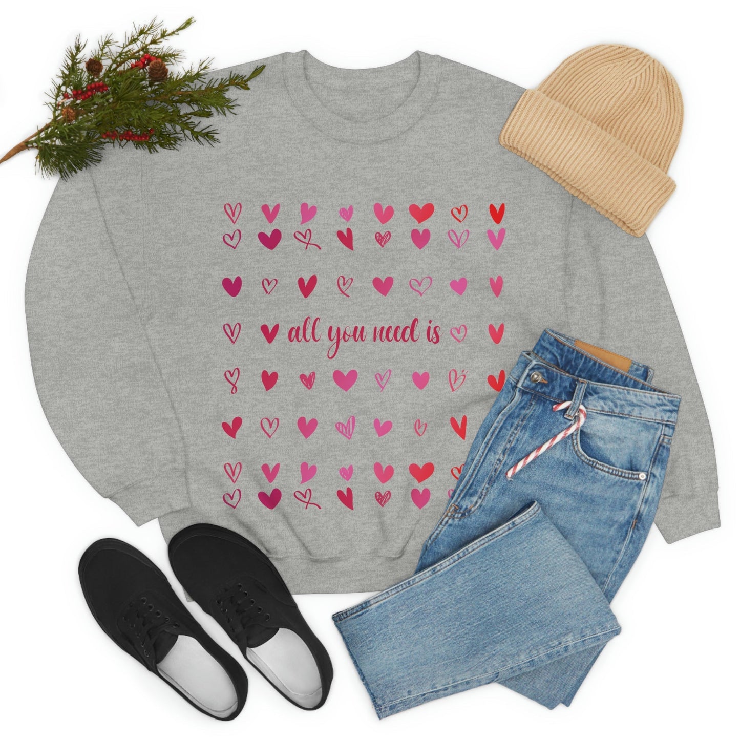 Love Is All You Need Unisex Heavy Blend™ Crewneck Sweatshirt Ichaku [Perfect Gifts Selection]