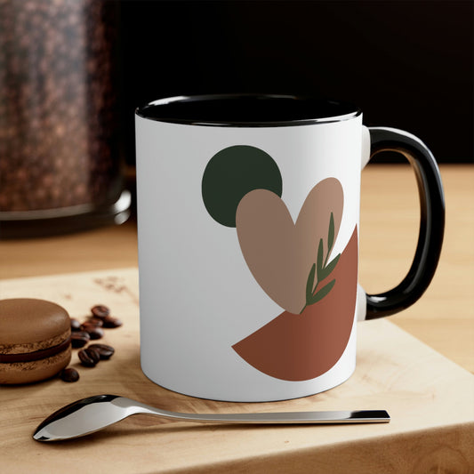 Love Leaf Beige Aesthetic Minimal Art Classic Accent Coffee Mug 11oz Ichaku [Perfect Gifts Selection]