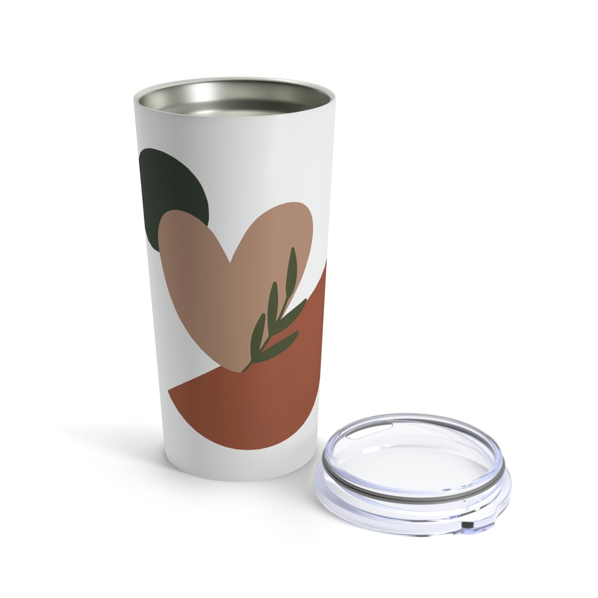Love Leaf Beige Aesthetic Minimal Art Stainless Steel Hot or Cold Vacuum Tumbler 20oz Ichaku [Perfect Gifts Selection]