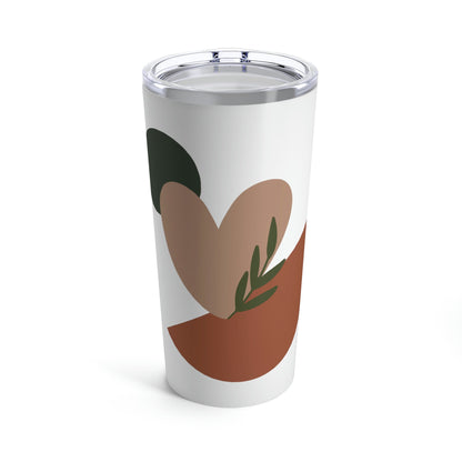 Love Leaf Beige Aesthetic Minimal Art Stainless Steel Hot or Cold Vacuum Tumbler 20oz Ichaku [Perfect Gifts Selection]