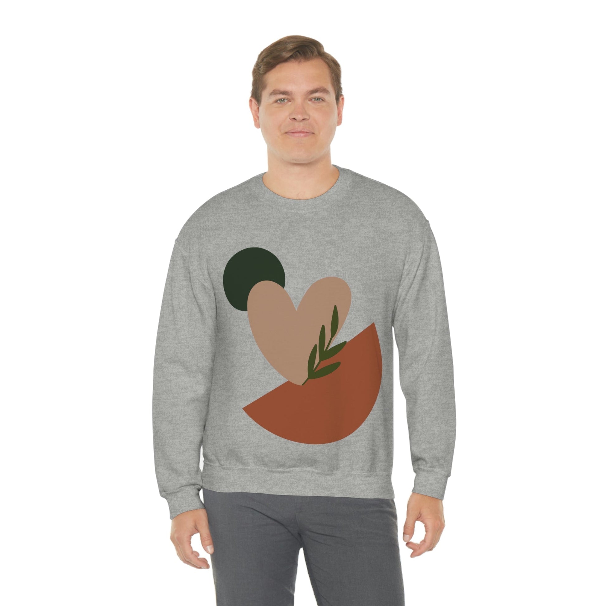 Love Leaf Beige Aesthetic Minimal Art Unisex Heavy Blend™ Crewneck Sweatshirt Ichaku [Perfect Gifts Selection]