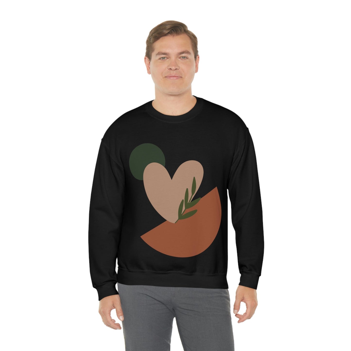 Love Leaf Beige Aesthetic Minimal Art Unisex Heavy Blend™ Crewneck Sweatshirt Ichaku [Perfect Gifts Selection]