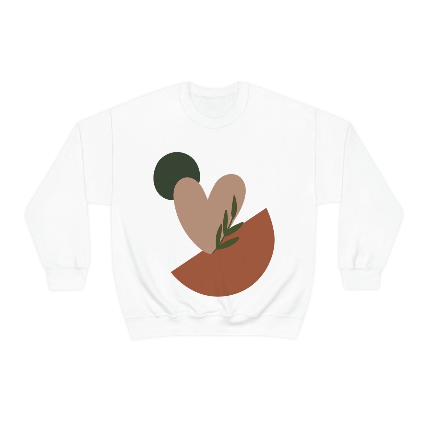 Love Leaf Beige Aesthetic Minimal Art Unisex Heavy Blend™ Crewneck Sweatshirt Ichaku [Perfect Gifts Selection]