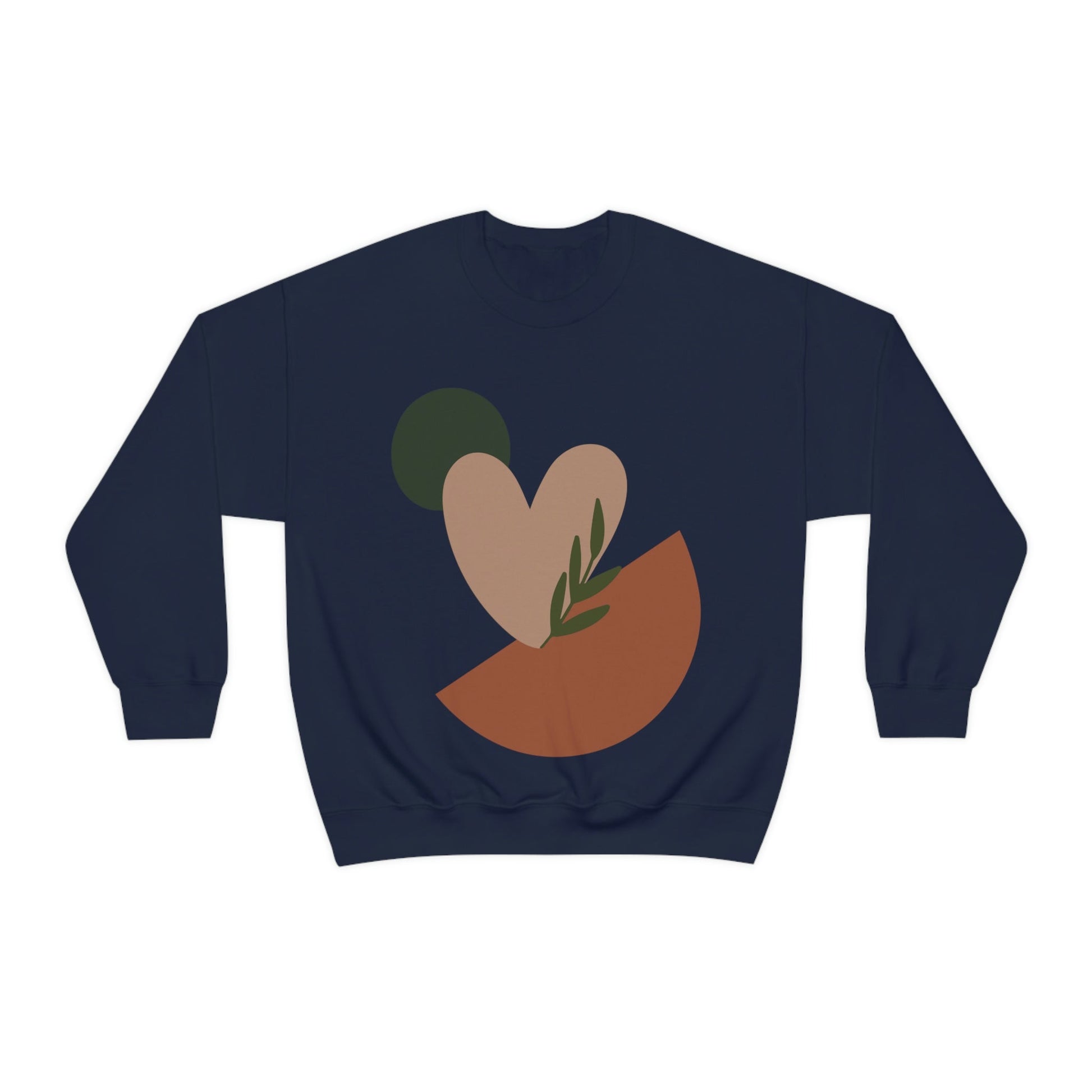 Love Leaf Beige Aesthetic Minimal Art Unisex Heavy Blend™ Crewneck Sweatshirt Ichaku [Perfect Gifts Selection]