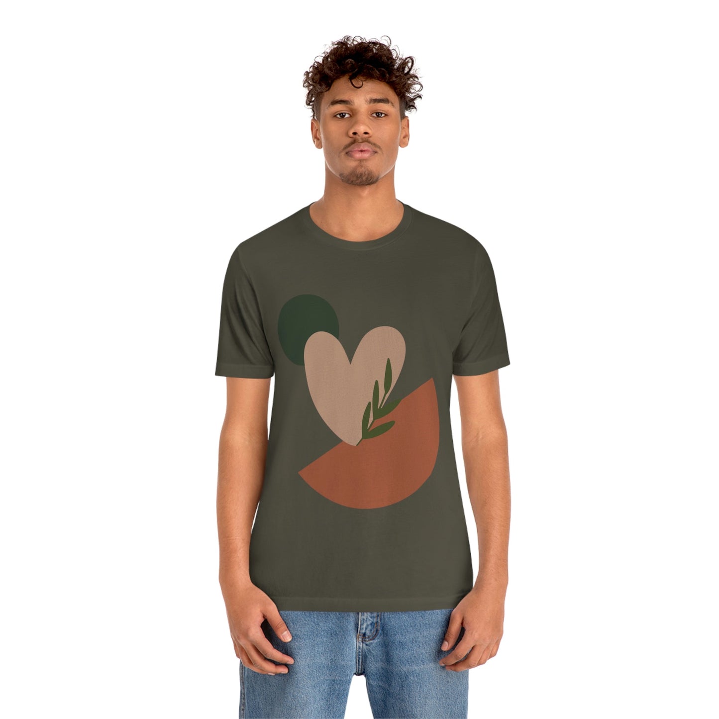 Love Leaf Beige Aesthetic Minimal Art Unisex Jersey Short Sleeve T-Shirt Ichaku [Perfect Gifts Selection]