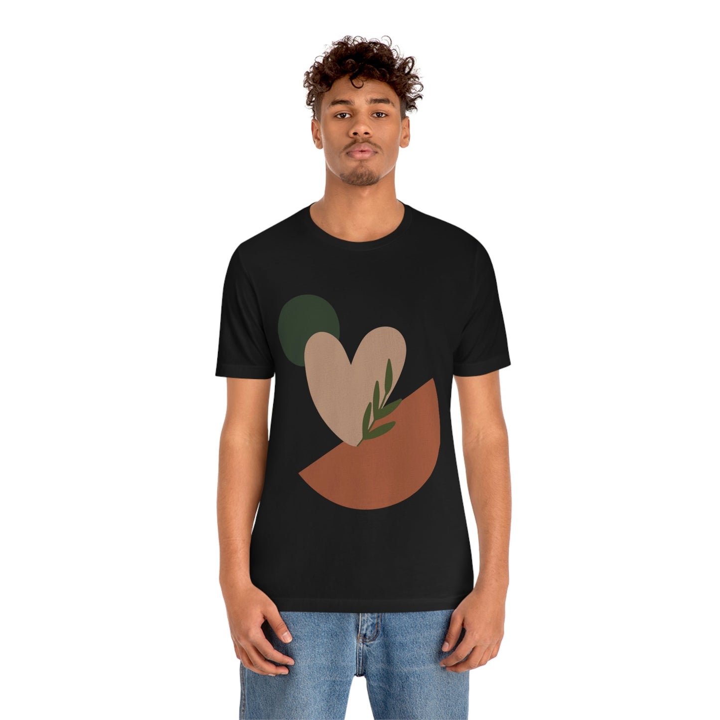 Love Leaf Beige Aesthetic Minimal Art Unisex Jersey Short Sleeve T-Shirt Ichaku [Perfect Gifts Selection]