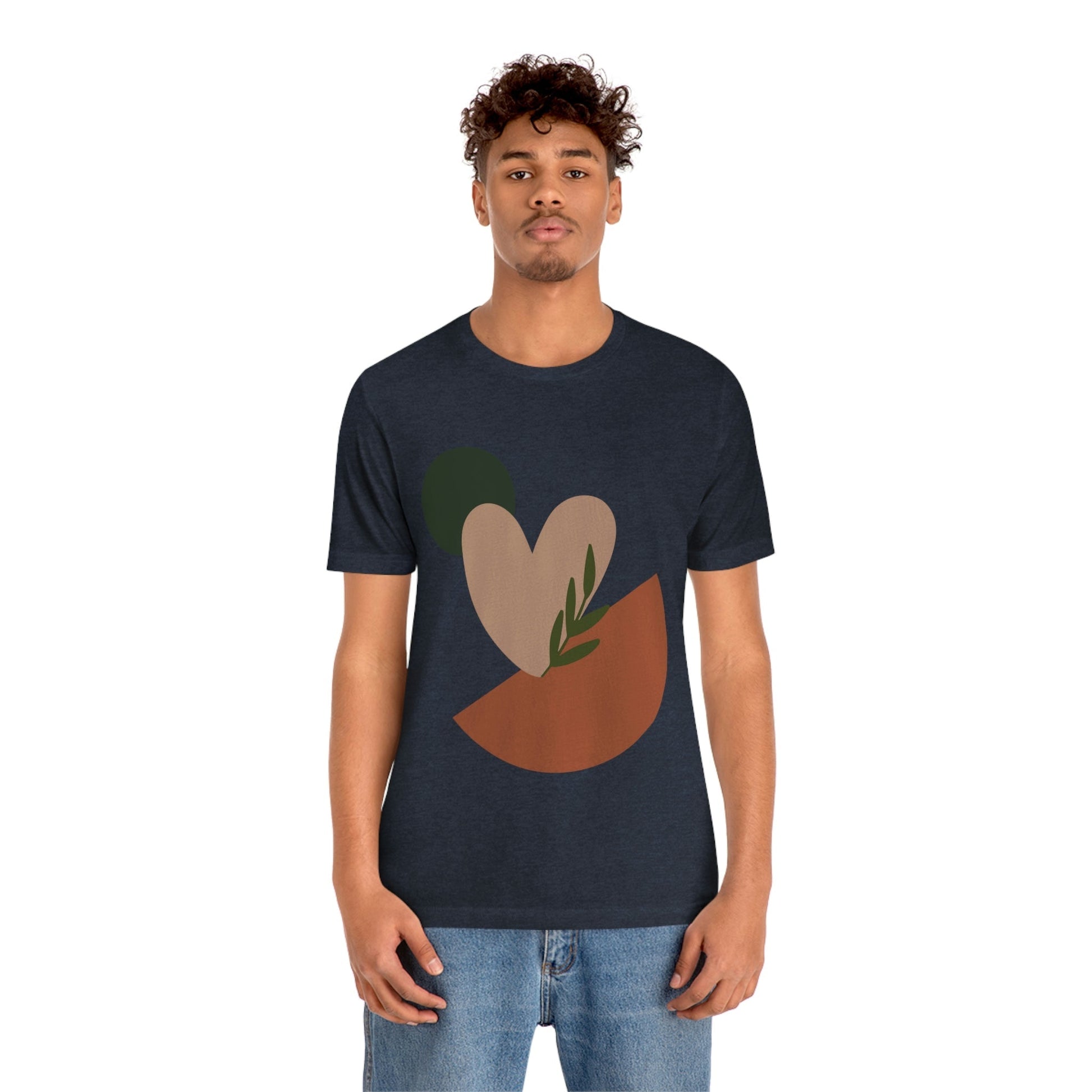 Love Leaf Beige Aesthetic Minimal Art Unisex Jersey Short Sleeve T-Shirt Ichaku [Perfect Gifts Selection]