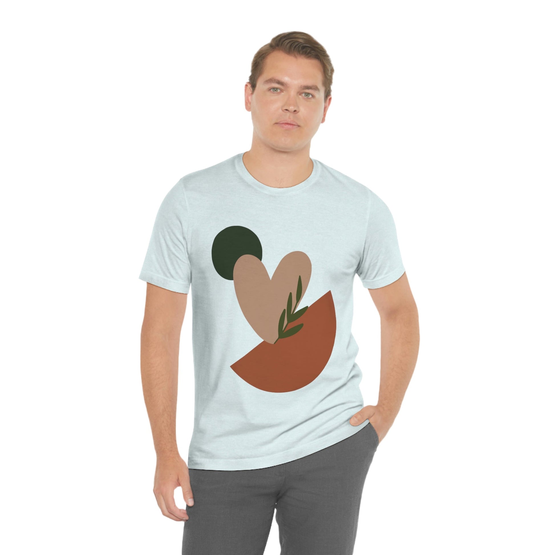 Love Leaf Beige Aesthetic Minimal Art Unisex Jersey Short Sleeve T-Shirt Ichaku [Perfect Gifts Selection]