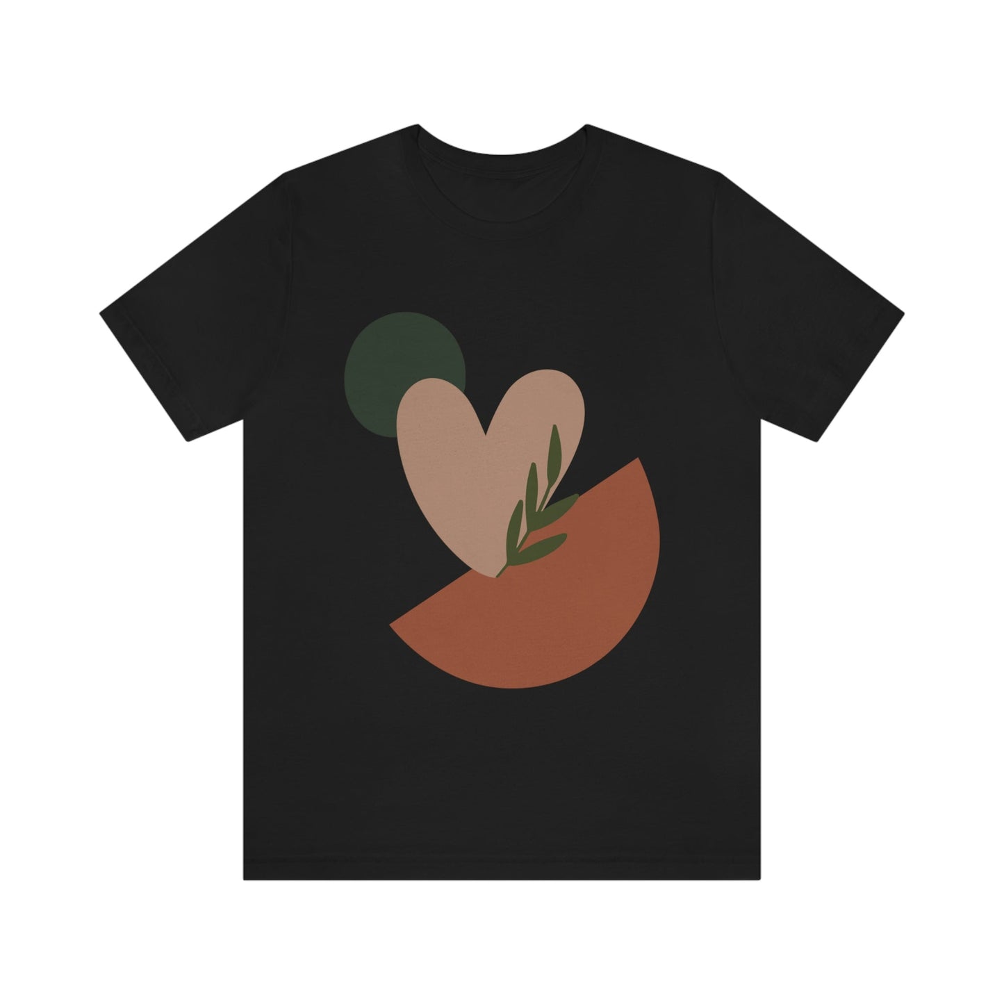 Love Leaf Beige Aesthetic Minimal Art Unisex Jersey Short Sleeve T-Shirt Ichaku [Perfect Gifts Selection]