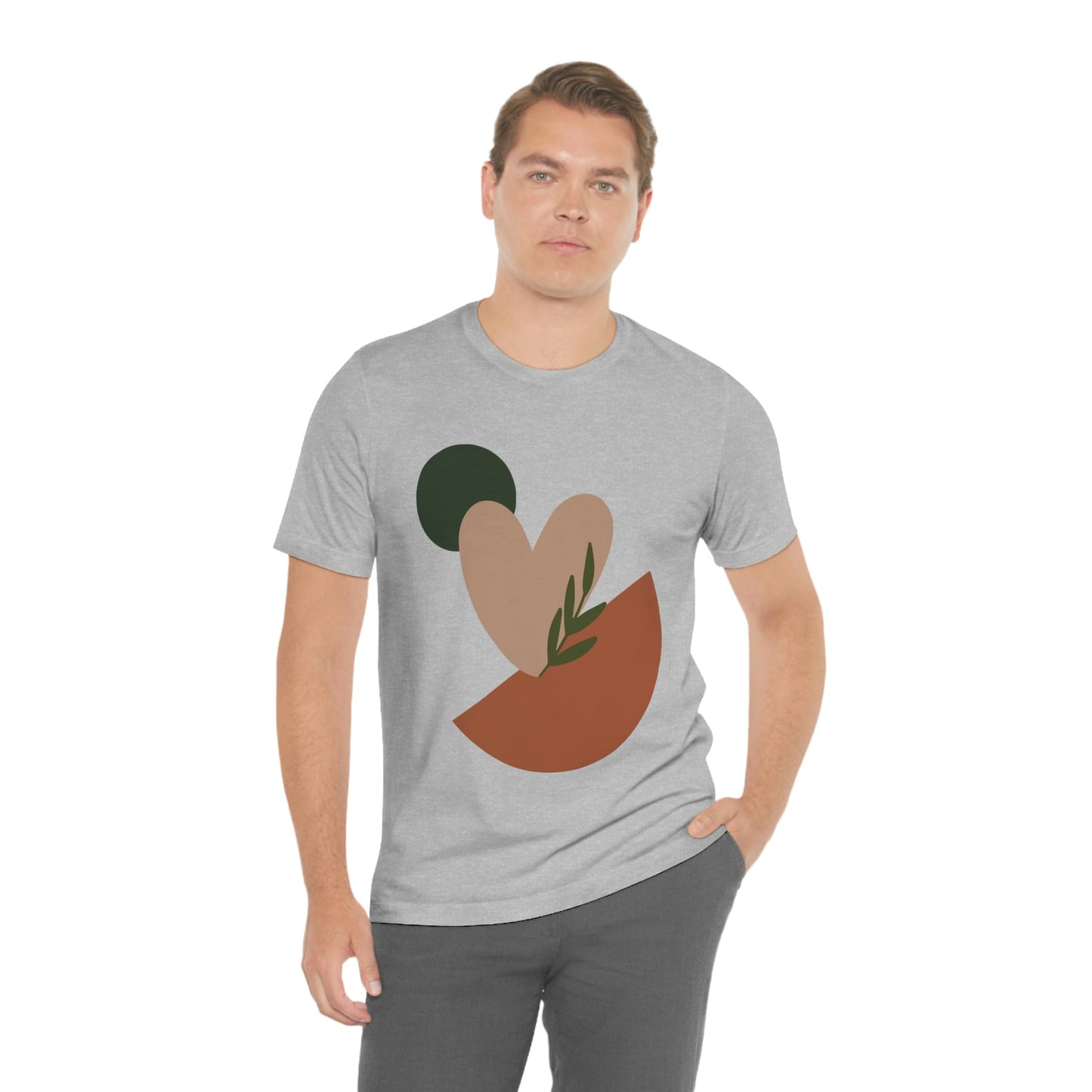 Love Leaf Beige Aesthetic Minimal Art Unisex Jersey Short Sleeve T-Shirt Ichaku [Perfect Gifts Selection]