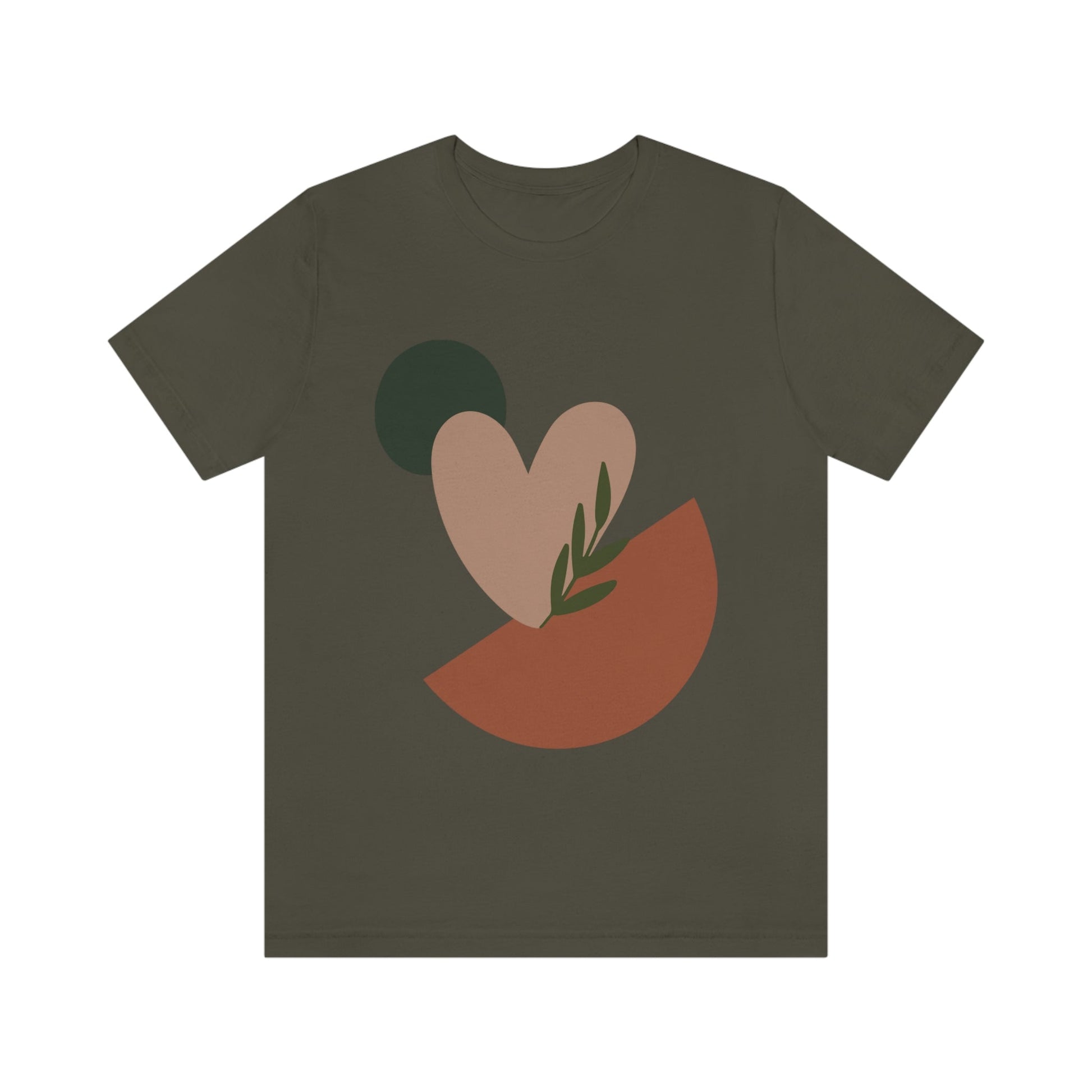 Love Leaf Beige Aesthetic Minimal Art Unisex Jersey Short Sleeve T-Shirt Ichaku [Perfect Gifts Selection]