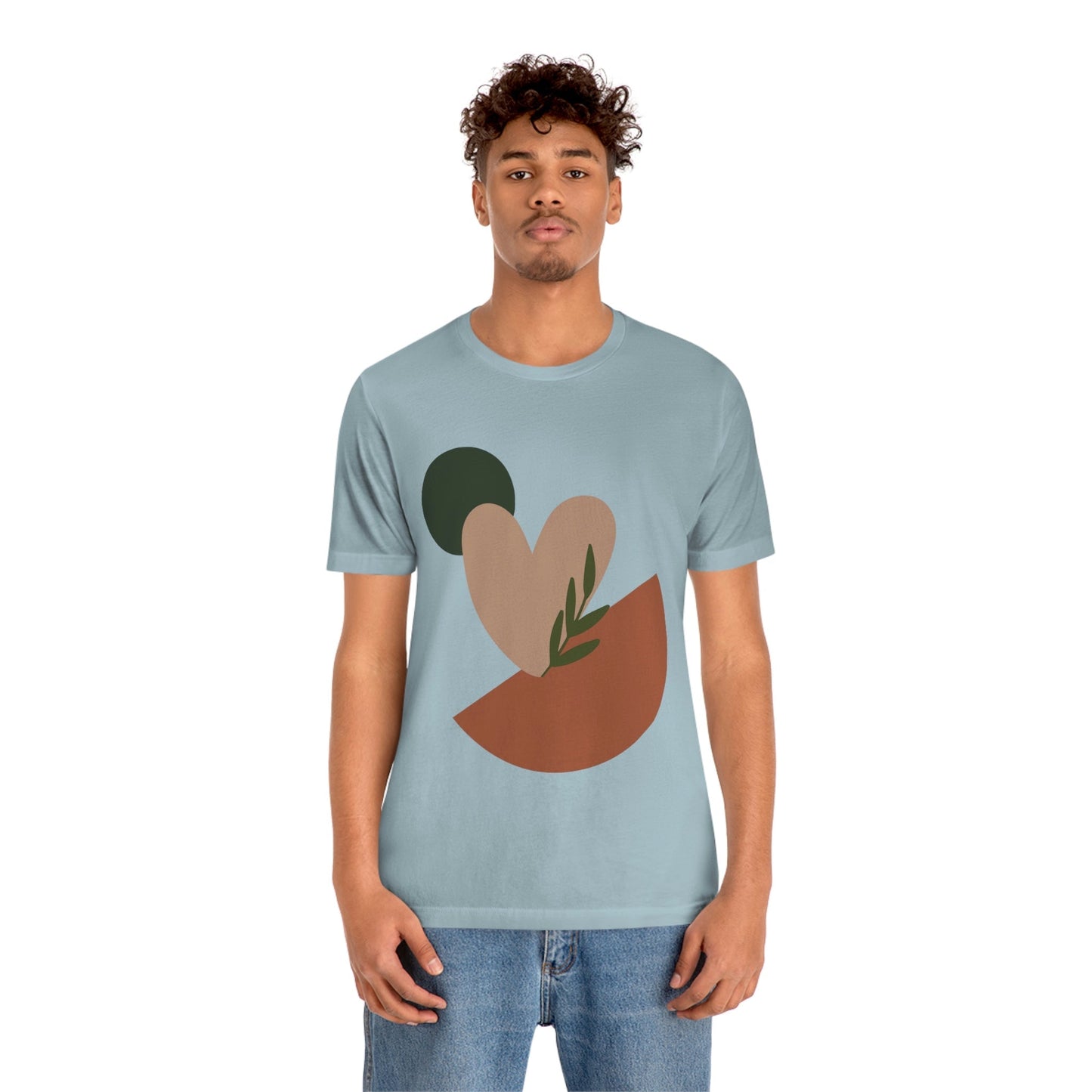 Love Leaf Beige Aesthetic Minimal Art Unisex Jersey Short Sleeve T-Shirt Ichaku [Perfect Gifts Selection]