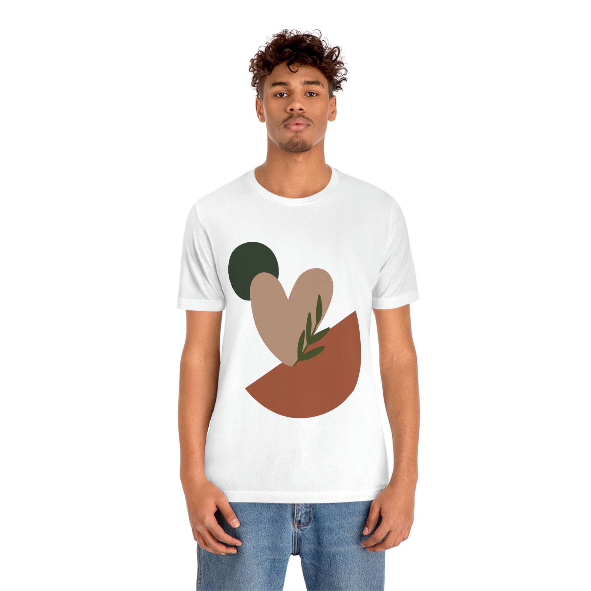 Love Leaf Beige Aesthetic Minimal Art Unisex Jersey Short Sleeve T-Shirt Ichaku [Perfect Gifts Selection]