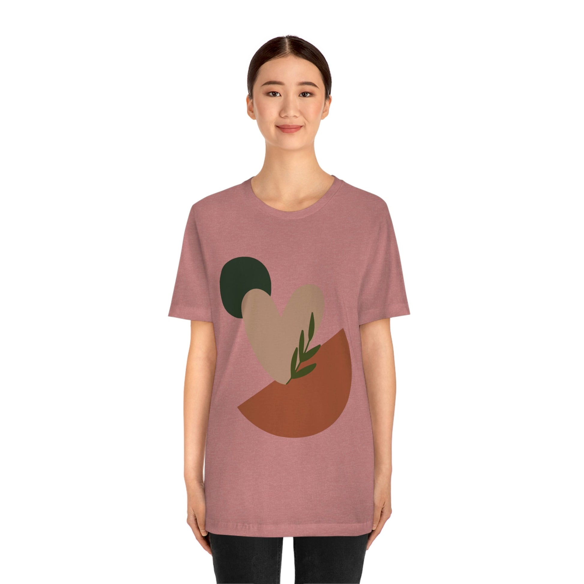 Love Leaf Beige Aesthetic Minimal Art Unisex Jersey Short Sleeve T-Shirt Ichaku [Perfect Gifts Selection]