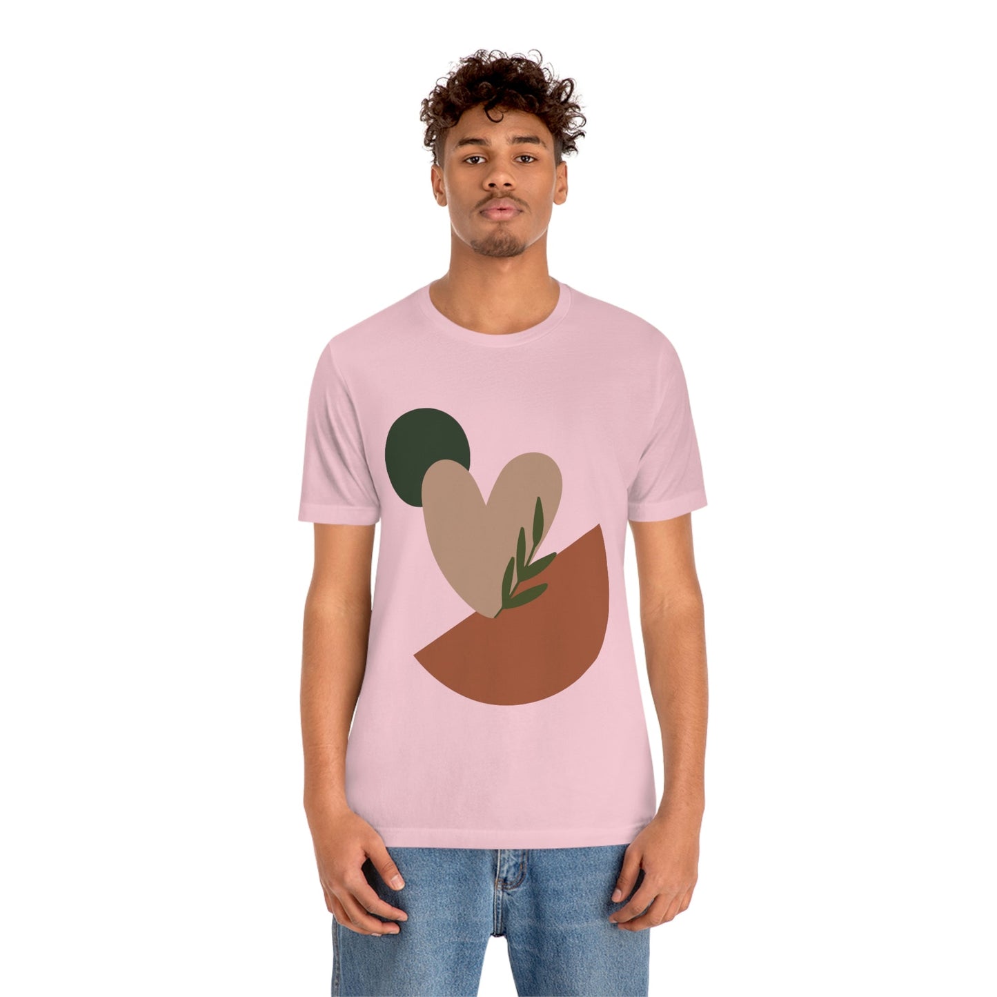 Love Leaf Beige Aesthetic Minimal Art Unisex Jersey Short Sleeve T-Shirt Ichaku [Perfect Gifts Selection]