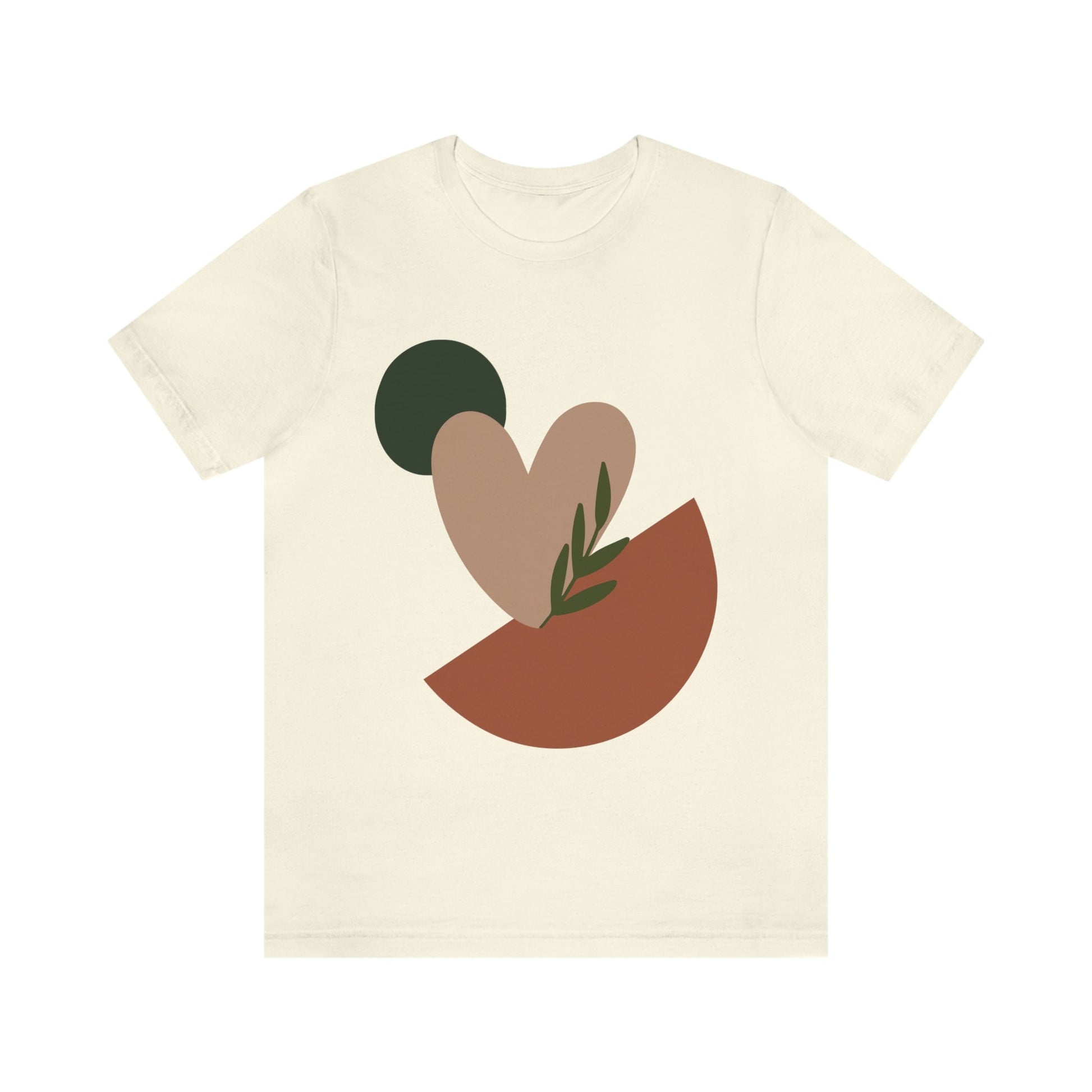 Love Leaf Beige Aesthetic Minimal Art Unisex Jersey Short Sleeve T-Shirt Ichaku [Perfect Gifts Selection]