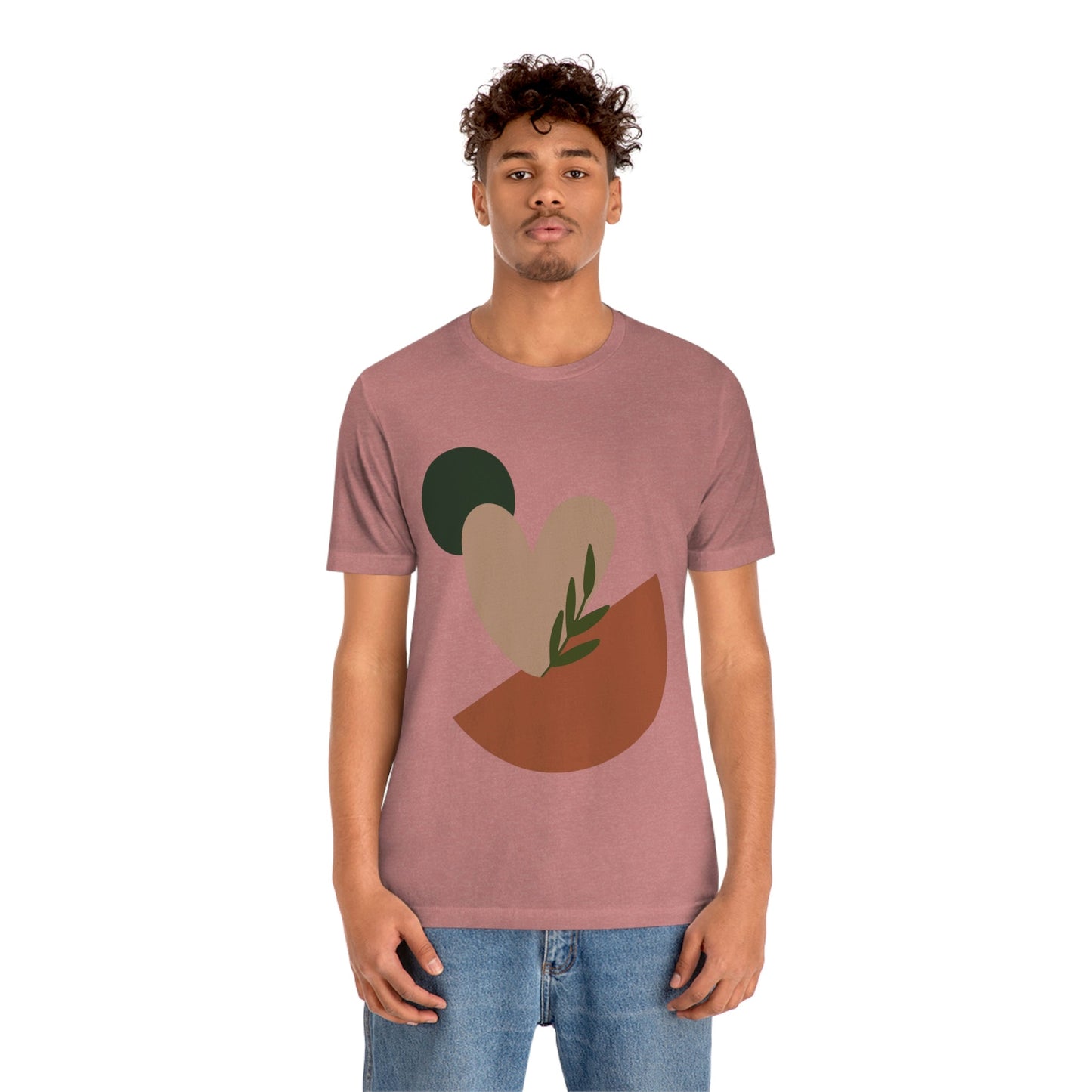 Love Leaf Beige Aesthetic Minimal Art Unisex Jersey Short Sleeve T-Shirt Ichaku [Perfect Gifts Selection]