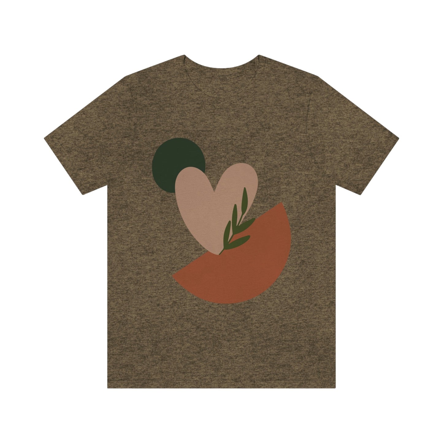 Love Leaf Beige Aesthetic Minimal Art Unisex Jersey Short Sleeve T-Shirt Ichaku [Perfect Gifts Selection]