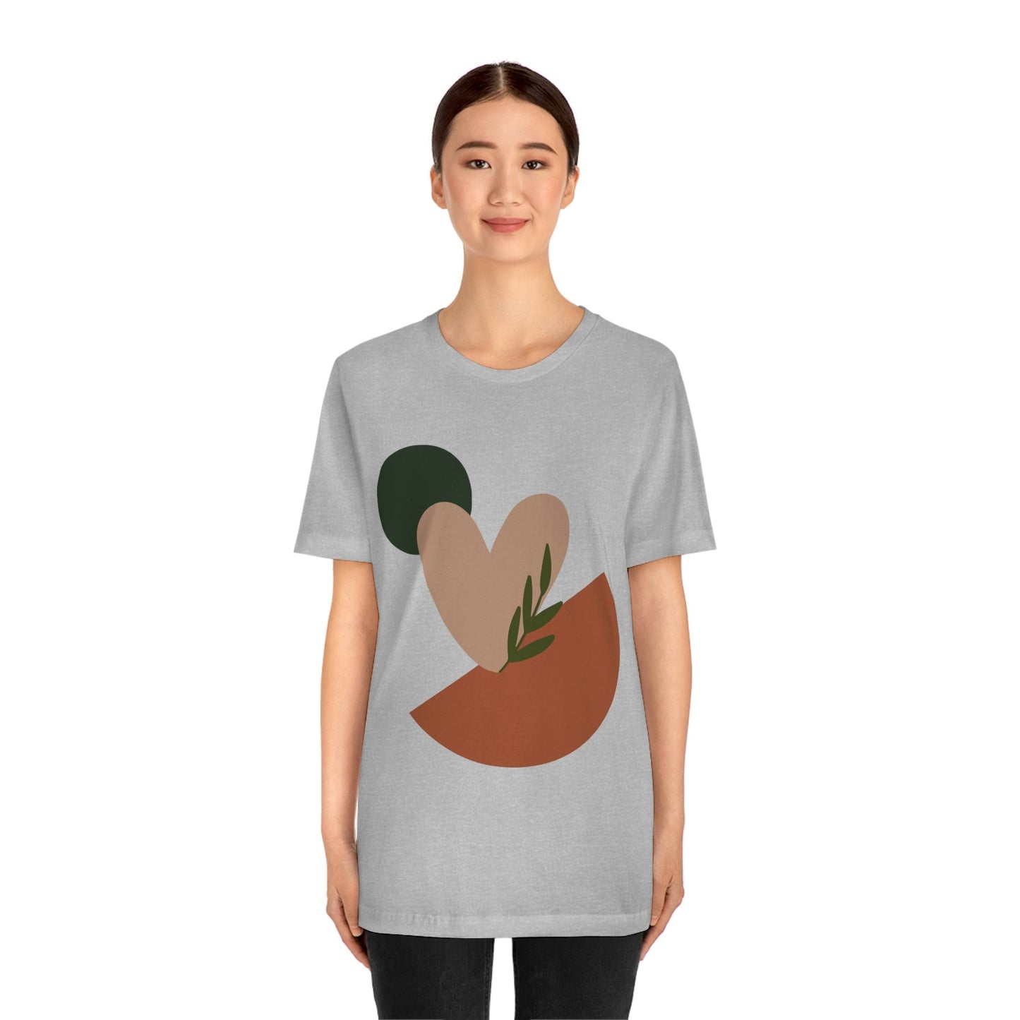 Love Leaf Beige Aesthetic Minimal Art Unisex Jersey Short Sleeve T-Shirt Ichaku [Perfect Gifts Selection]