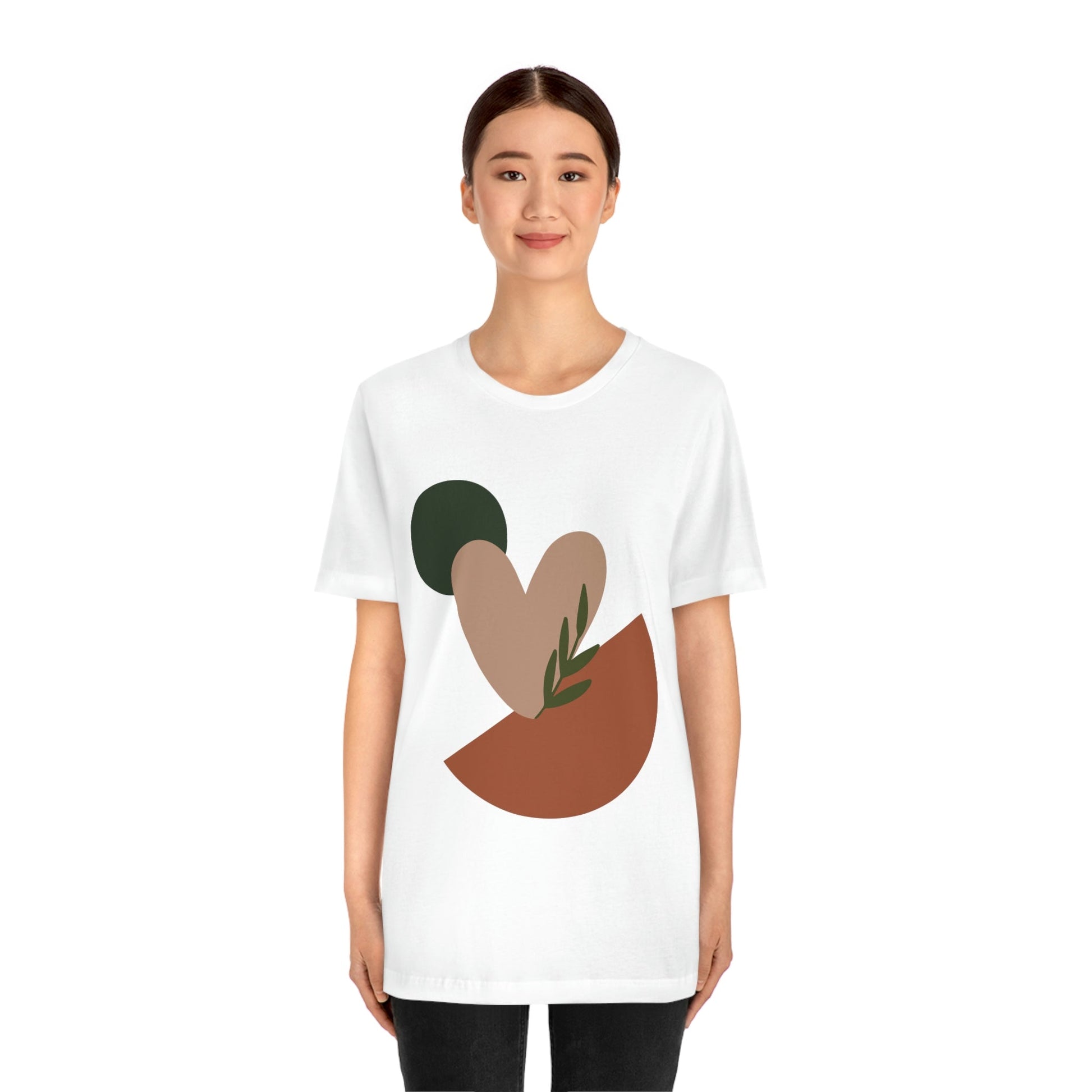 Love Leaf Beige Aesthetic Minimal Art Unisex Jersey Short Sleeve T-Shirt Ichaku [Perfect Gifts Selection]