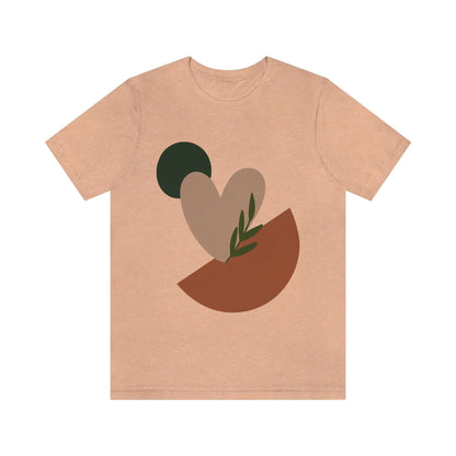 Love Leaf Beige Aesthetic Minimal Art Unisex Jersey Short Sleeve T-Shirt Ichaku [Perfect Gifts Selection]