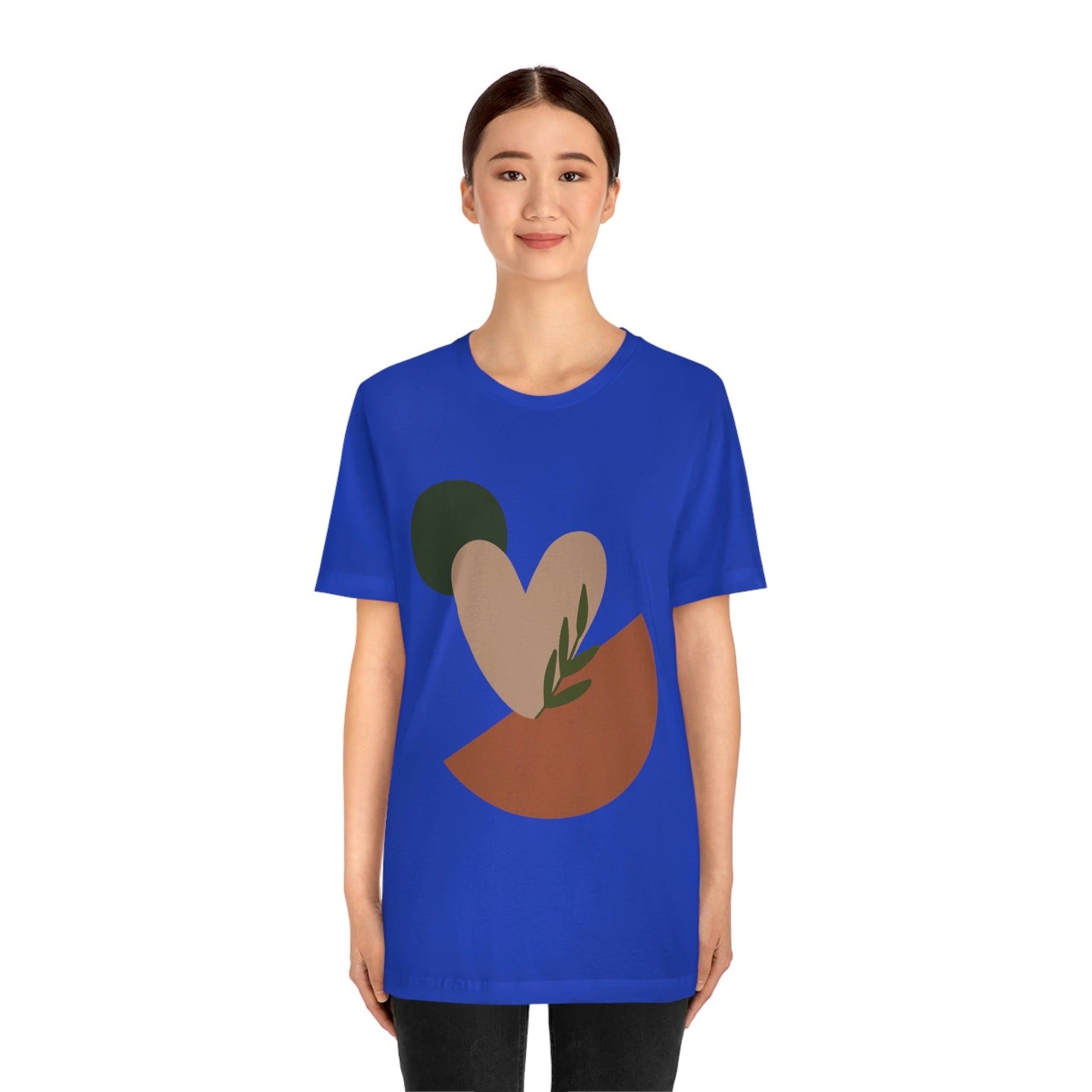 Love Leaf Beige Aesthetic Minimal Art Unisex Jersey Short Sleeve T-Shirt Ichaku [Perfect Gifts Selection]