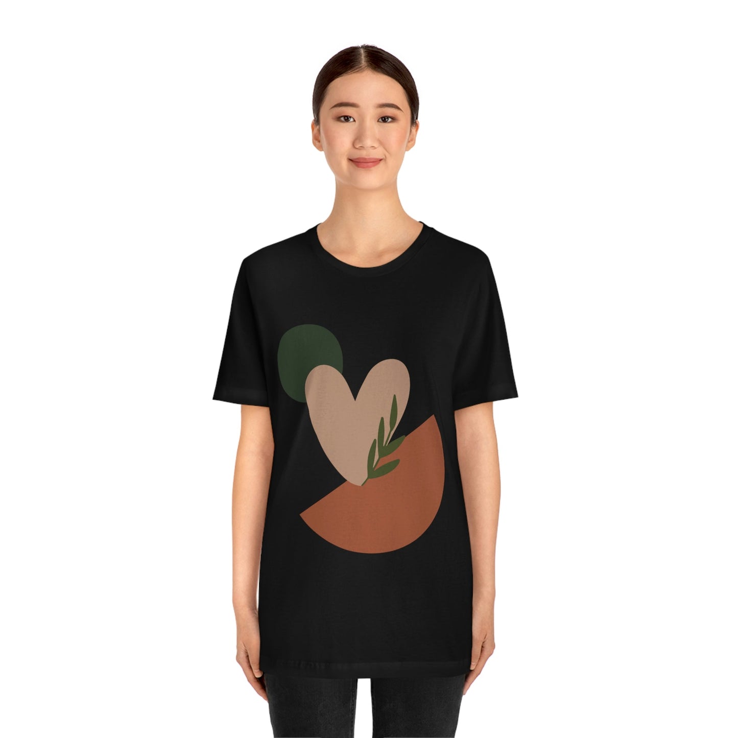 Love Leaf Beige Aesthetic Minimal Art Unisex Jersey Short Sleeve T-Shirt Ichaku [Perfect Gifts Selection]