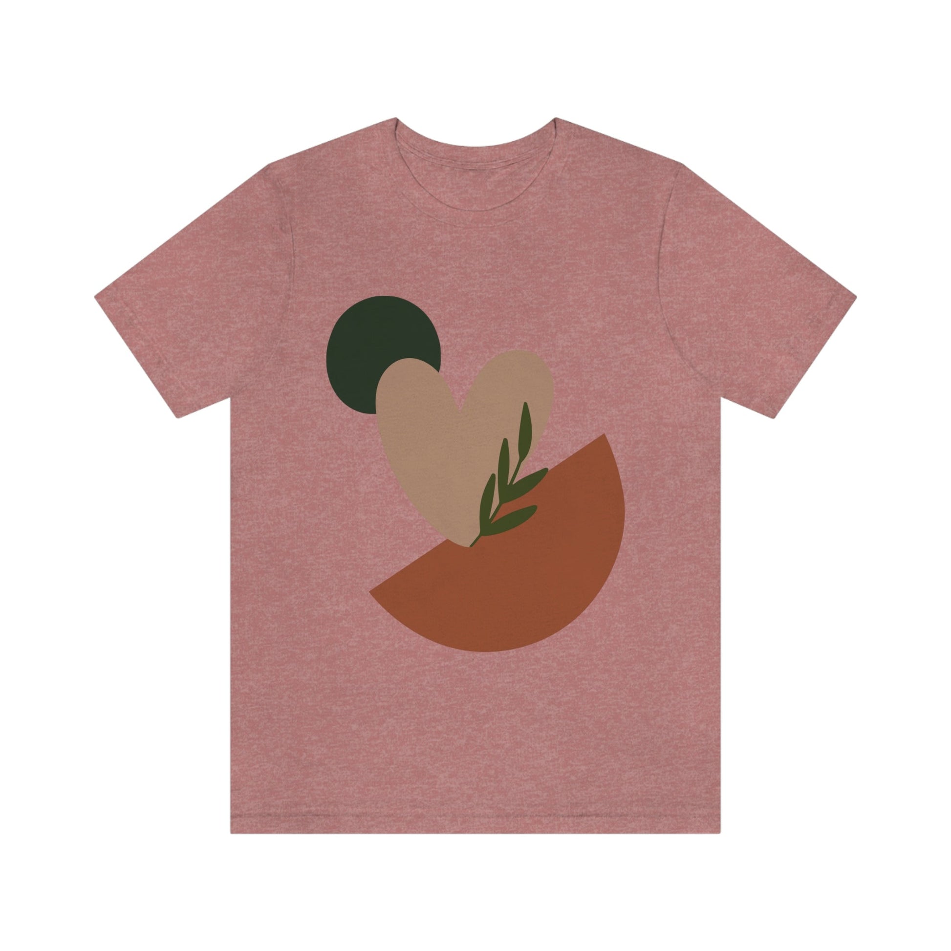 Love Leaf Beige Aesthetic Minimal Art Unisex Jersey Short Sleeve T-Shirt Ichaku [Perfect Gifts Selection]