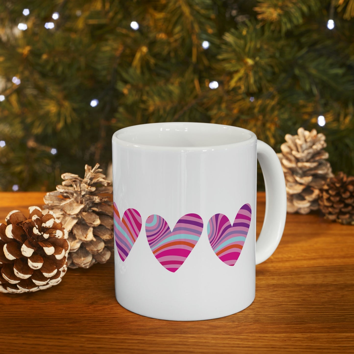 Love Pattern Modern Romantic Heart Ceramic Mug 11oz Ichaku [Perfect Gifts Selection]