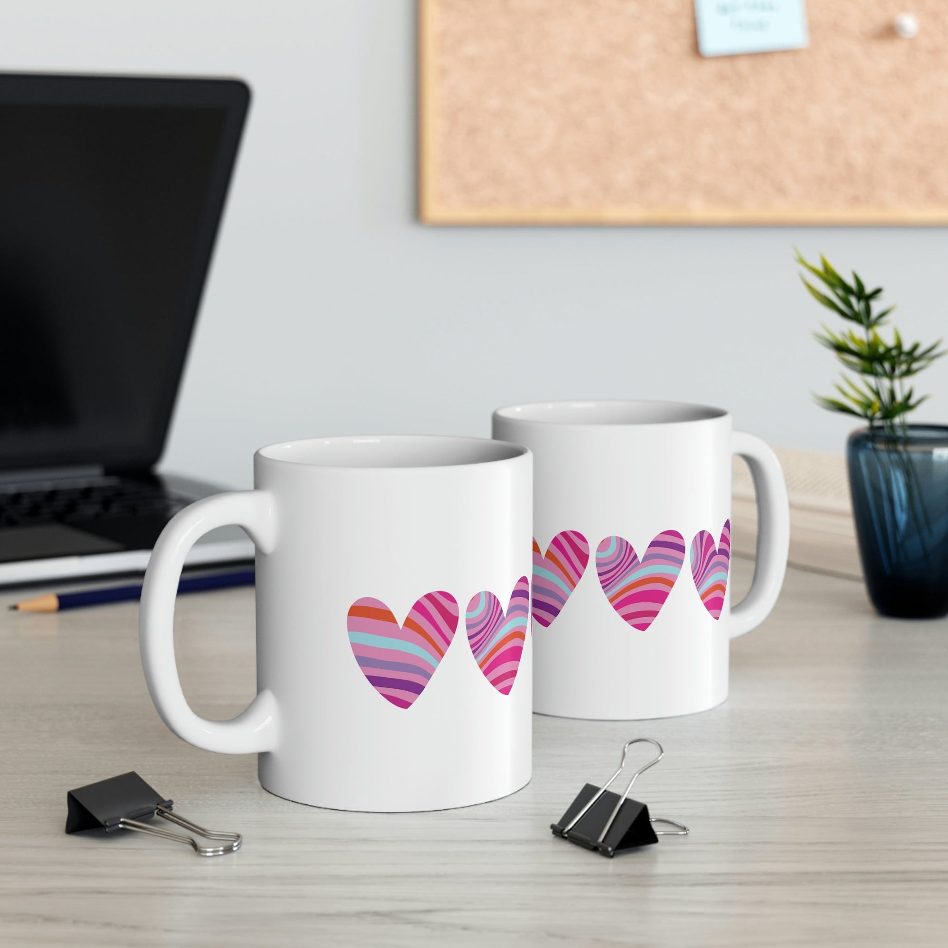 Love Pattern Modern Romantic Heart Ceramic Mug 11oz Ichaku [Perfect Gifts Selection]