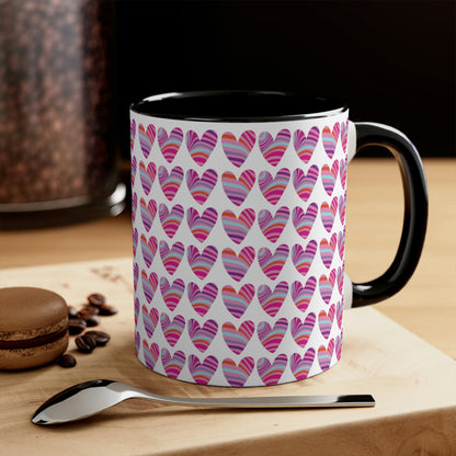 Love Pattern Modern Romantic Heart  Classic Accent Coffee Mug 11oz Ichaku [Perfect Gifts Selection]