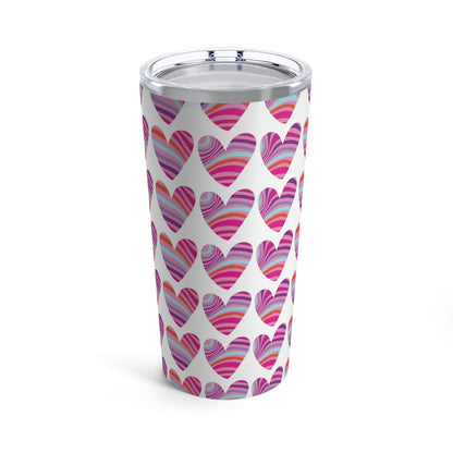 Love Pattern Modern Romantic Heart Stainless Steel Hot or Cold Vacuum Tumbler 20oz Ichaku [Perfect Gifts Selection]