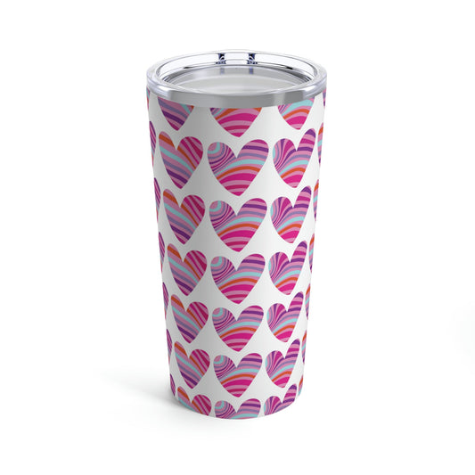 Love Pattern Modern Romantic Heart Stainless Steel Hot or Cold Vacuum Tumbler 20oz Ichaku [Perfect Gifts Selection]