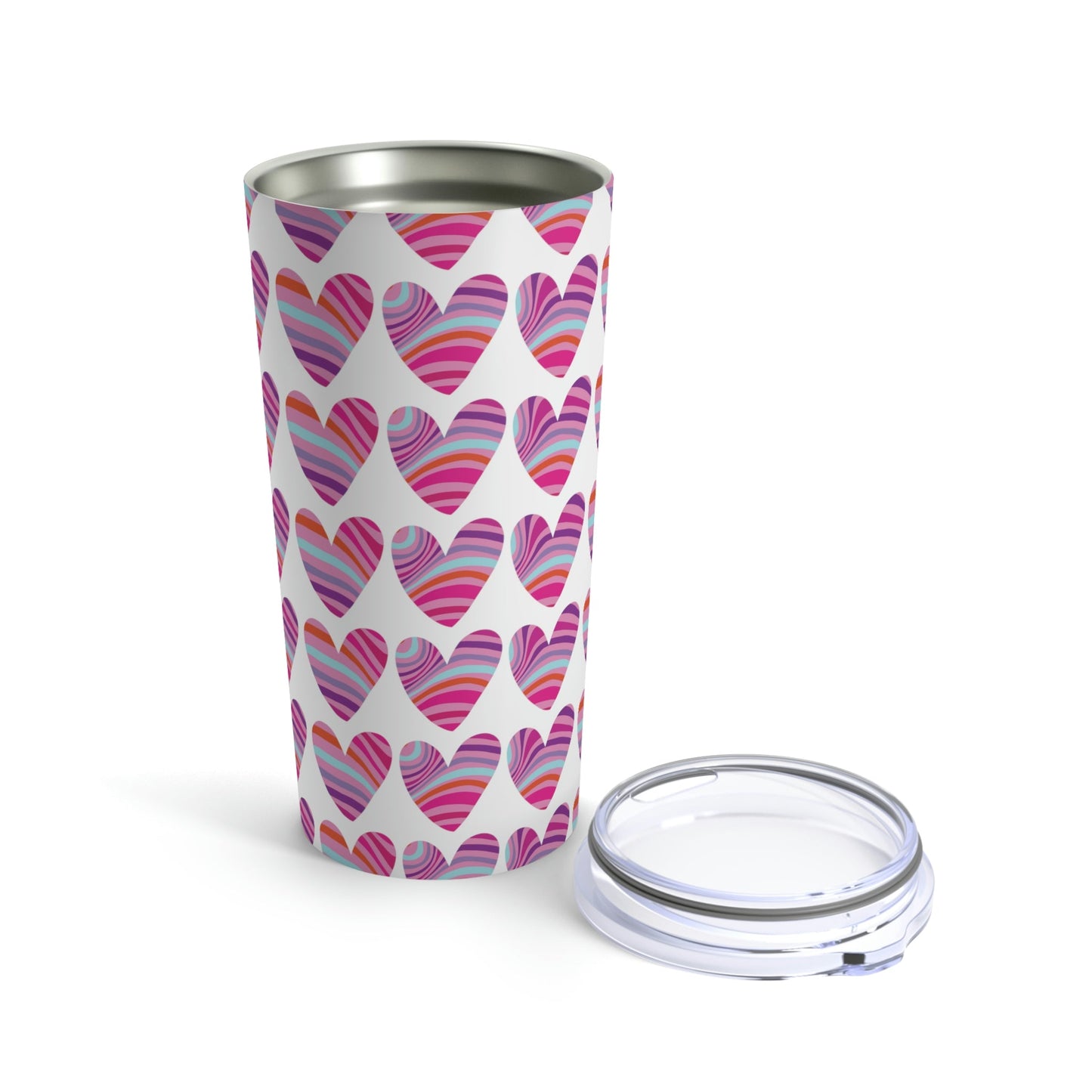 Love Pattern Modern Romantic Heart Stainless Steel Hot or Cold Vacuum Tumbler 20oz Ichaku [Perfect Gifts Selection]
