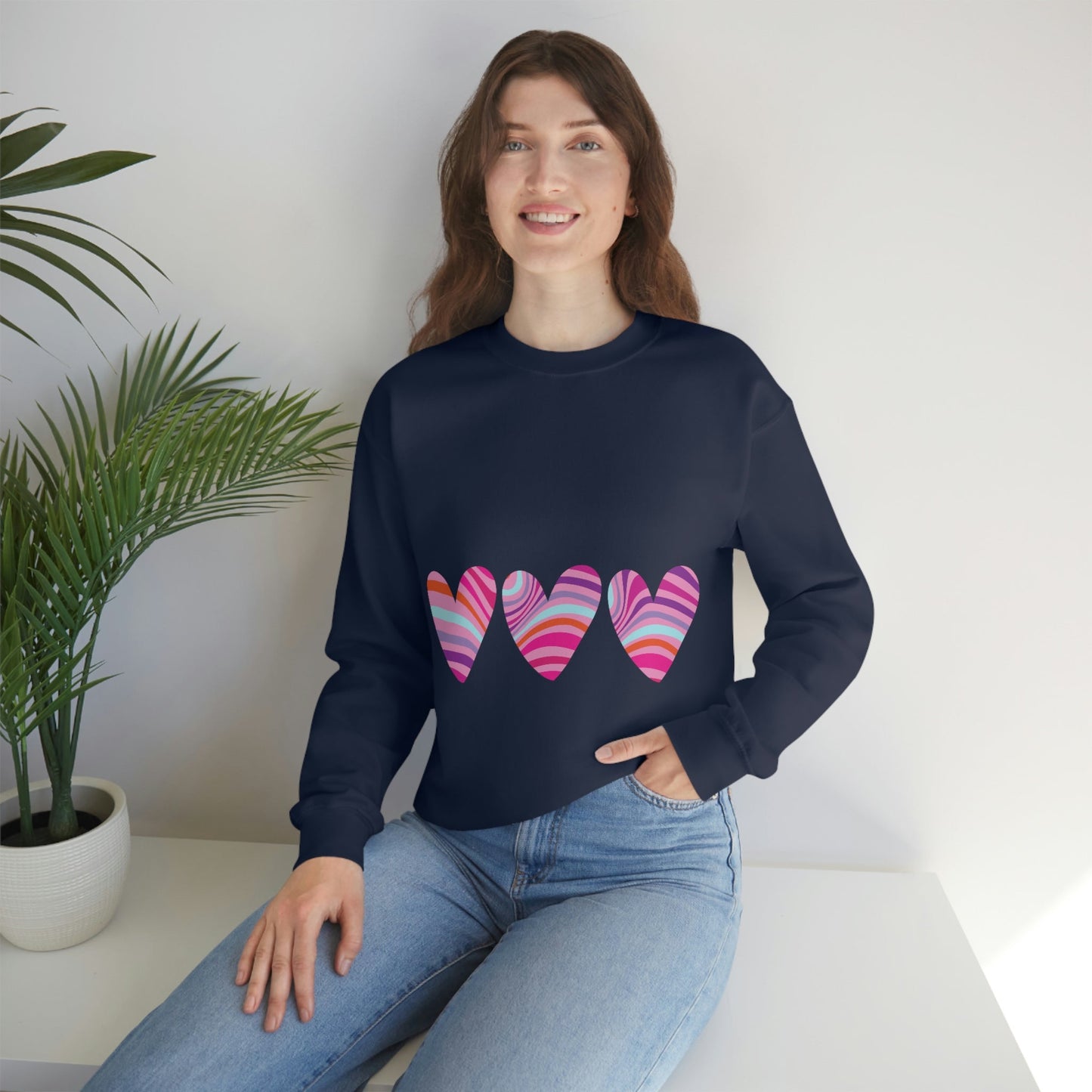 Love Pattern Modern Romantic Heart Unisex Heavy Blend™ Crewneck Sweatshirt Ichaku [Perfect Gifts Selection]