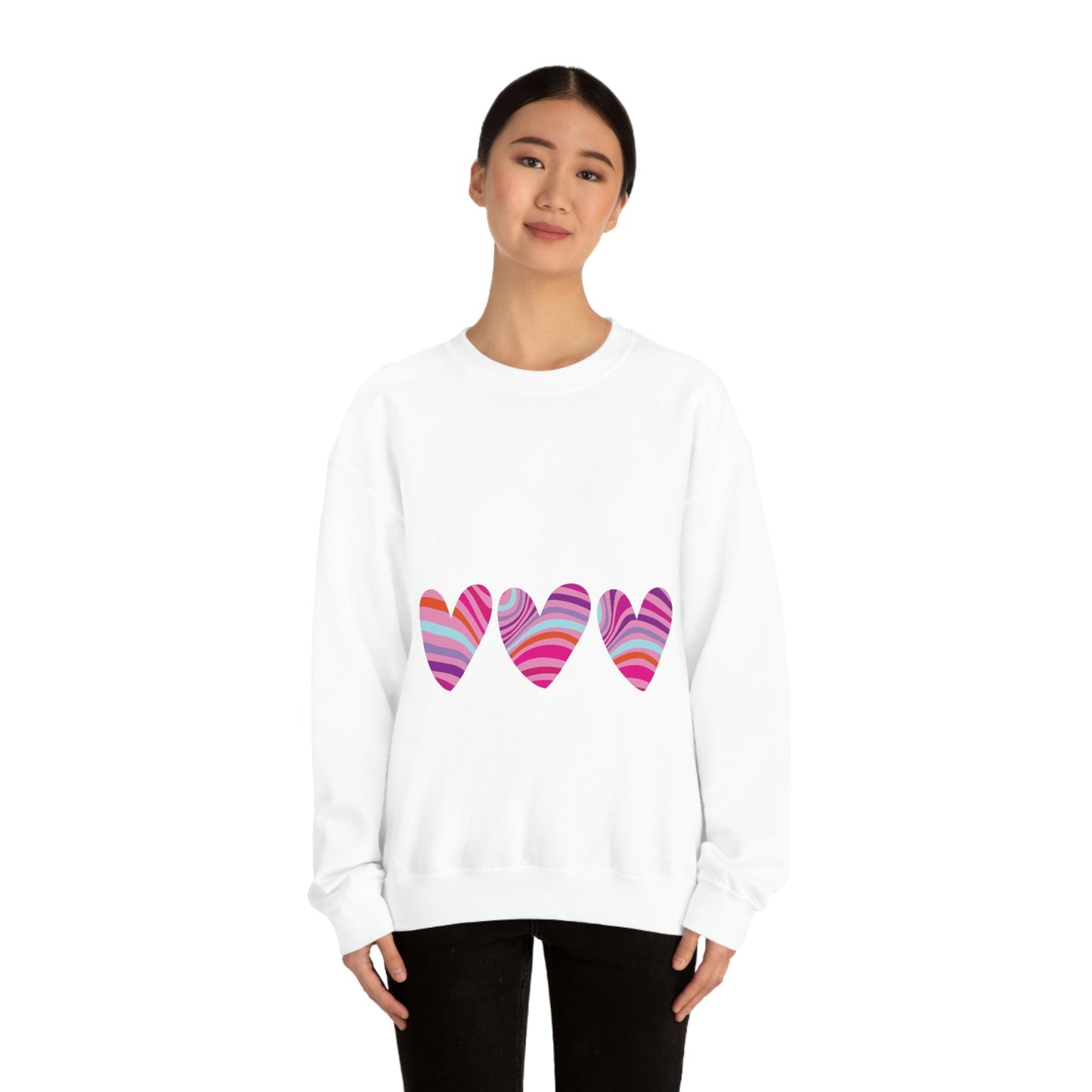 Love Pattern Modern Romantic Heart Unisex Heavy Blend™ Crewneck Sweatshirt Ichaku [Perfect Gifts Selection]