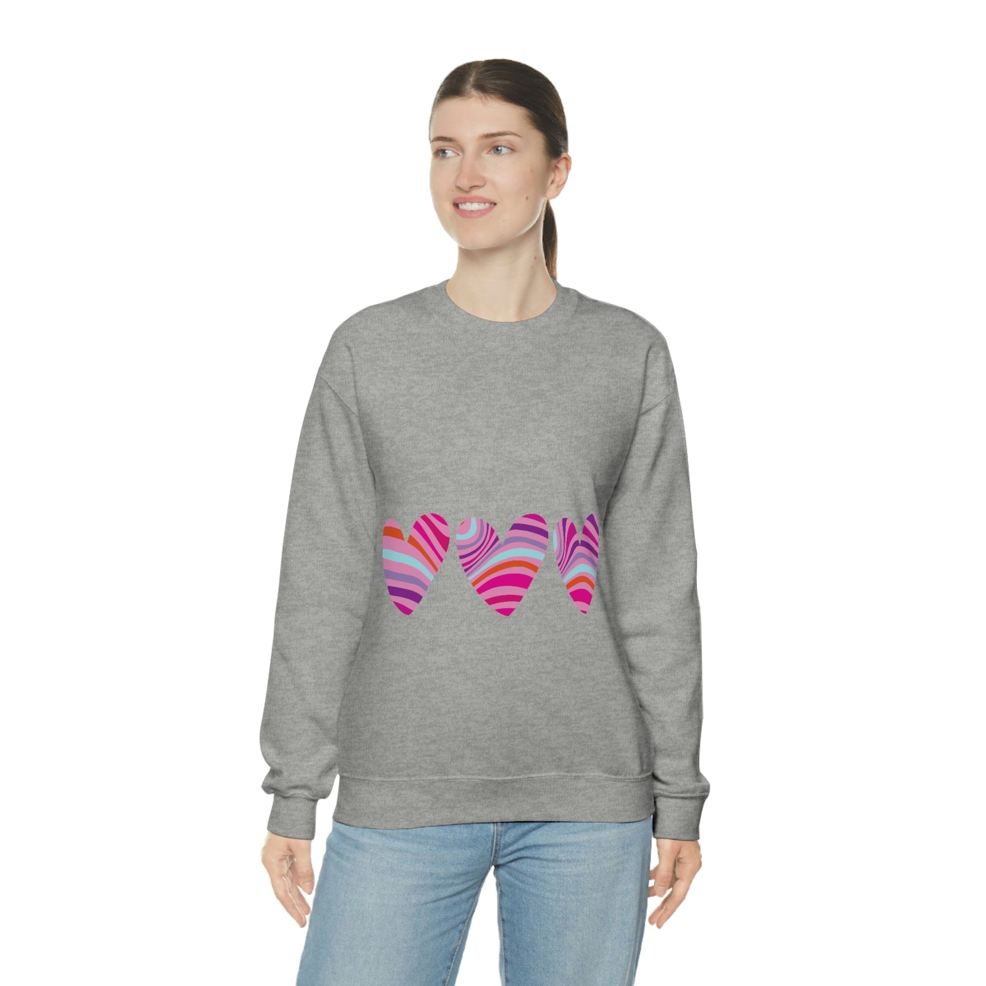 Love Pattern Modern Romantic Heart Unisex Heavy Blend™ Crewneck Sweatshirt Ichaku [Perfect Gifts Selection]