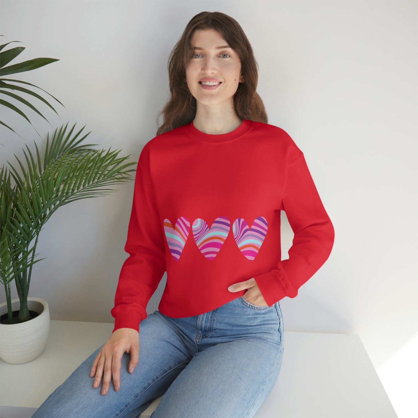 Love Pattern Modern Romantic Heart Unisex Heavy Blend™ Crewneck Sweatshirt Ichaku [Perfect Gifts Selection]