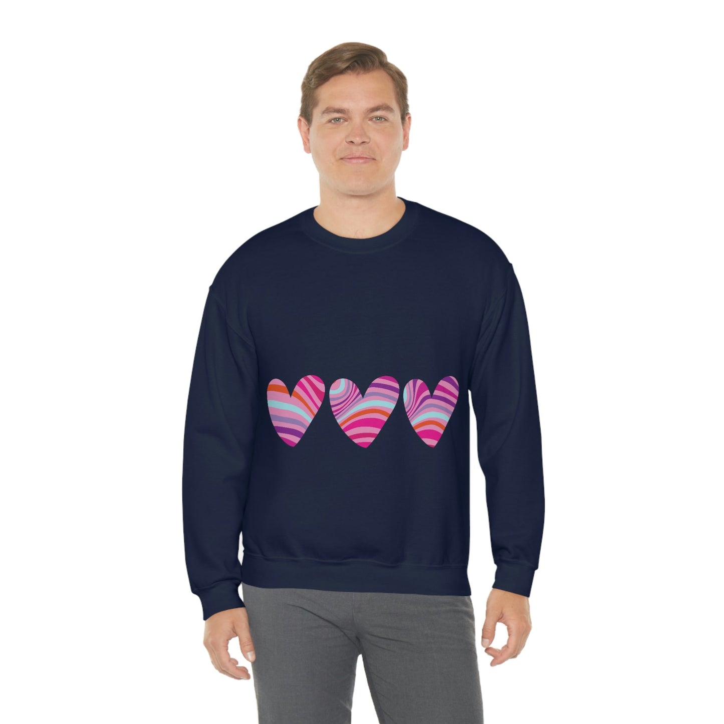 Love Pattern Modern Romantic Heart Unisex Heavy Blend™ Crewneck Sweatshirt Ichaku [Perfect Gifts Selection]