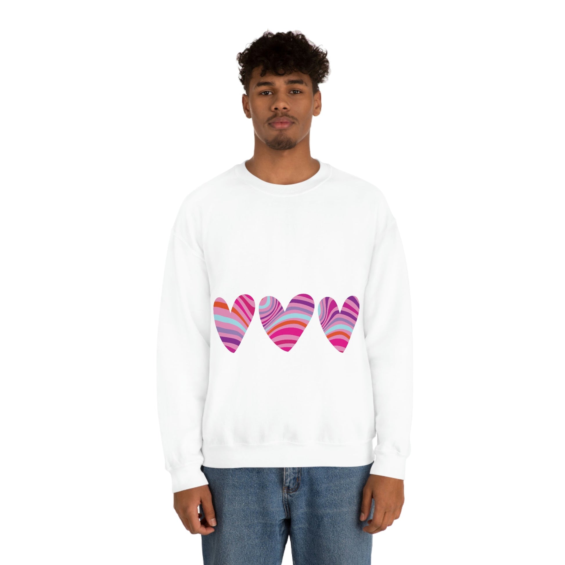 Love Pattern Modern Romantic Heart Unisex Heavy Blend™ Crewneck Sweatshirt Ichaku [Perfect Gifts Selection]