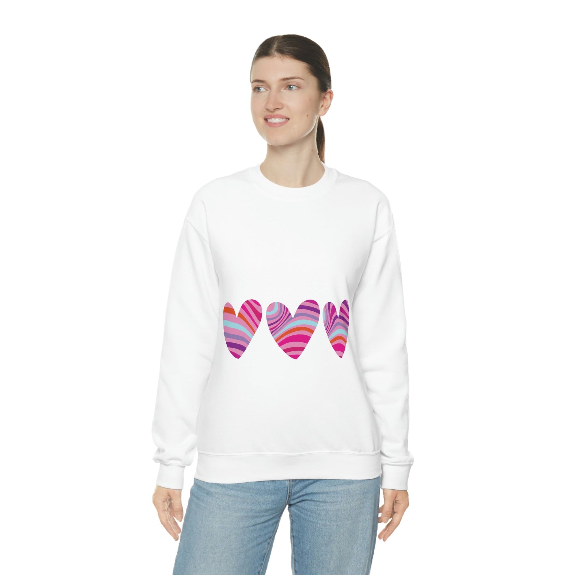 Love Pattern Modern Romantic Heart Unisex Heavy Blend™ Crewneck Sweatshirt Ichaku [Perfect Gifts Selection]