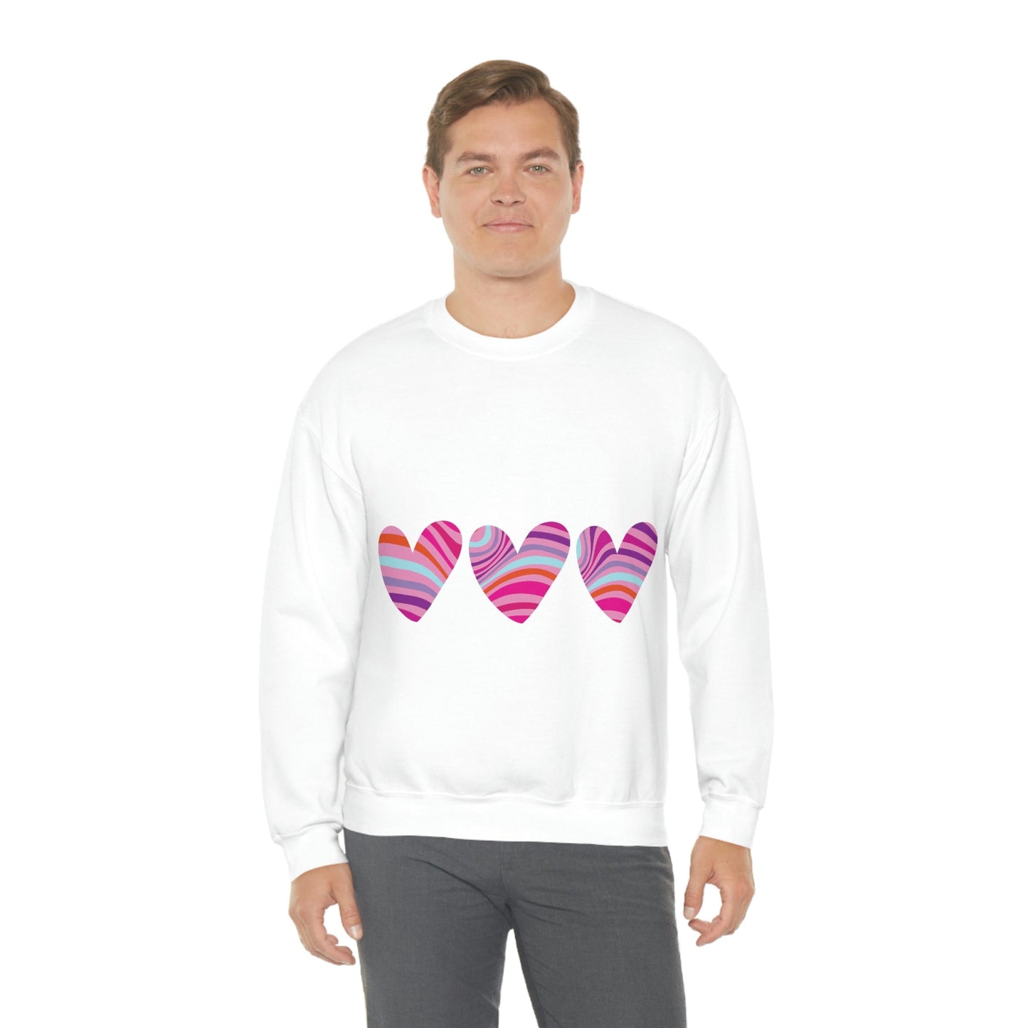 Love Pattern Modern Romantic Heart Unisex Heavy Blend™ Crewneck Sweatshirt Ichaku [Perfect Gifts Selection]