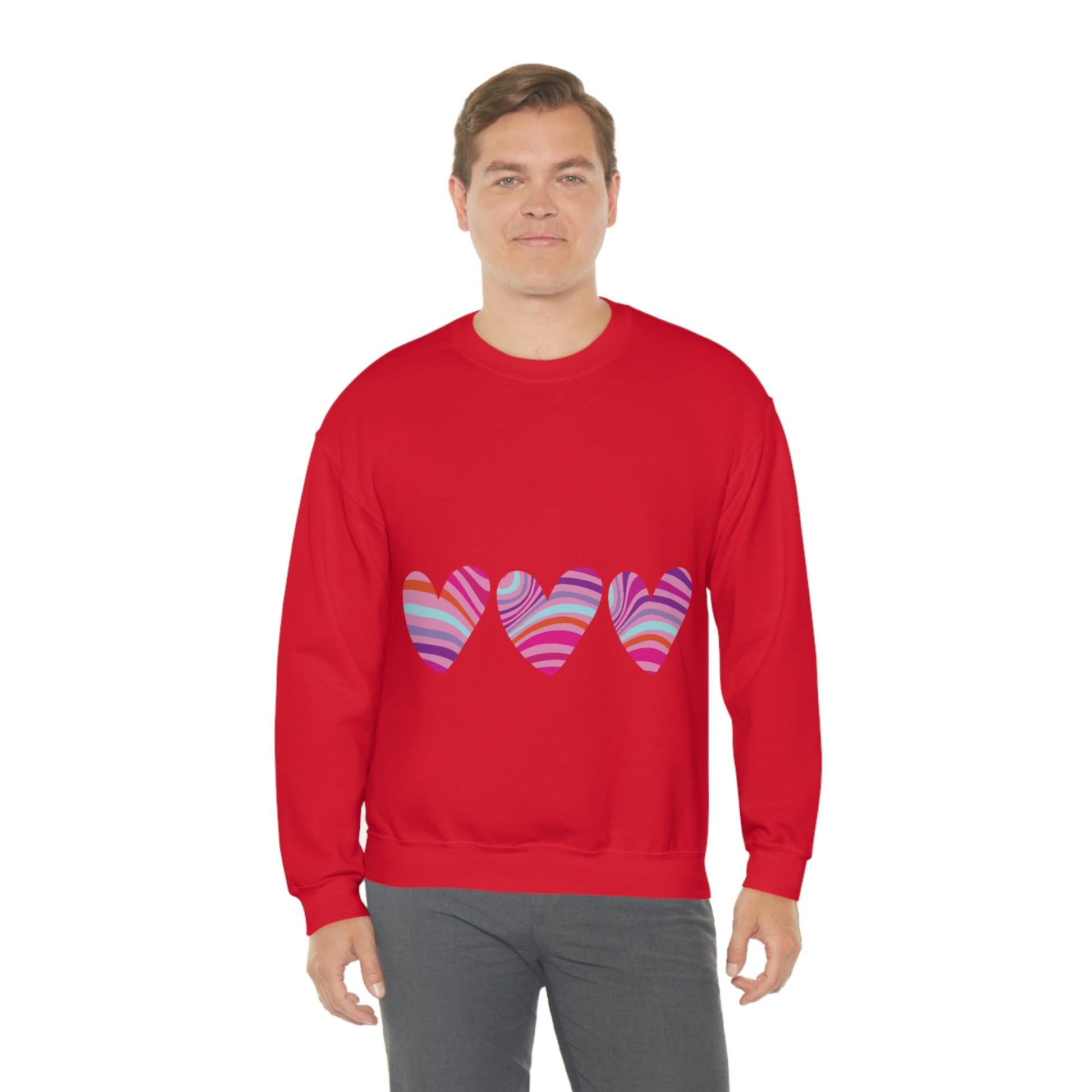 Love Pattern Modern Romantic Heart Unisex Heavy Blend™ Crewneck Sweatshirt Ichaku [Perfect Gifts Selection]