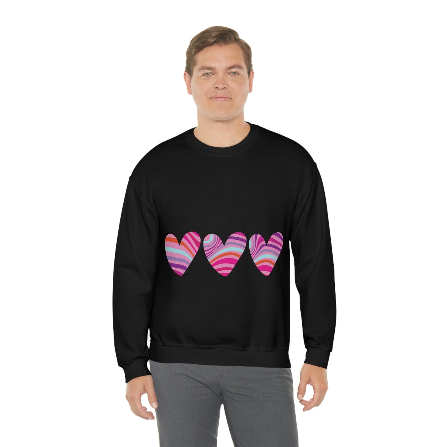 Love Pattern Modern Romantic Heart Unisex Heavy Blend™ Crewneck Sweatshirt Ichaku [Perfect Gifts Selection]