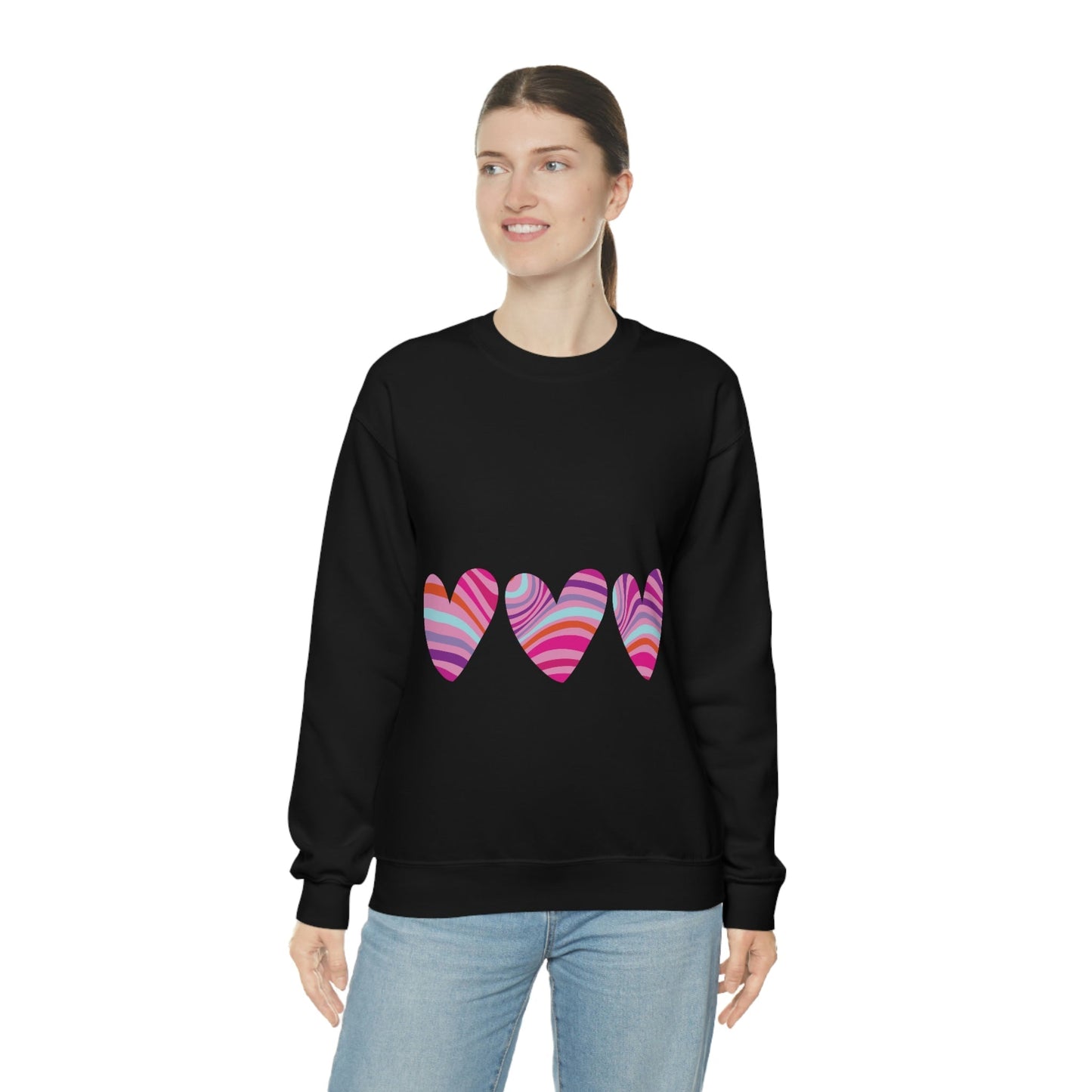 Love Pattern Modern Romantic Heart Unisex Heavy Blend™ Crewneck Sweatshirt Ichaku [Perfect Gifts Selection]