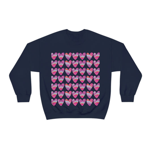 Love Pattern Modern Romantic Heart Unisex Heavy Blend™ Crewneck Sweatshirt Ichaku [Perfect Gifts Selection]