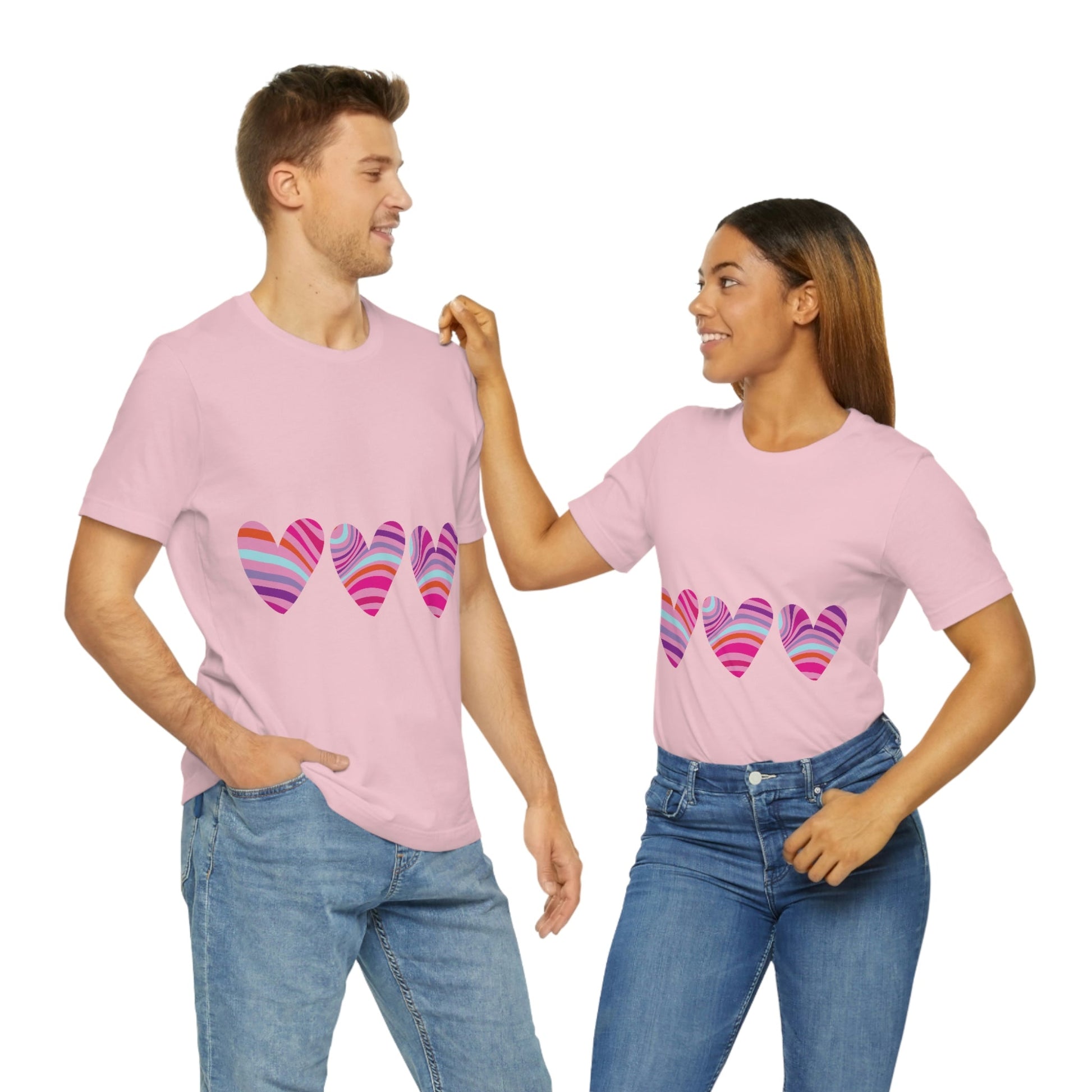 Love Pattern Modern Romantic Heart Unisex Jersey Short Sleeve T-Shirt Ichaku [Perfect Gifts Selection]