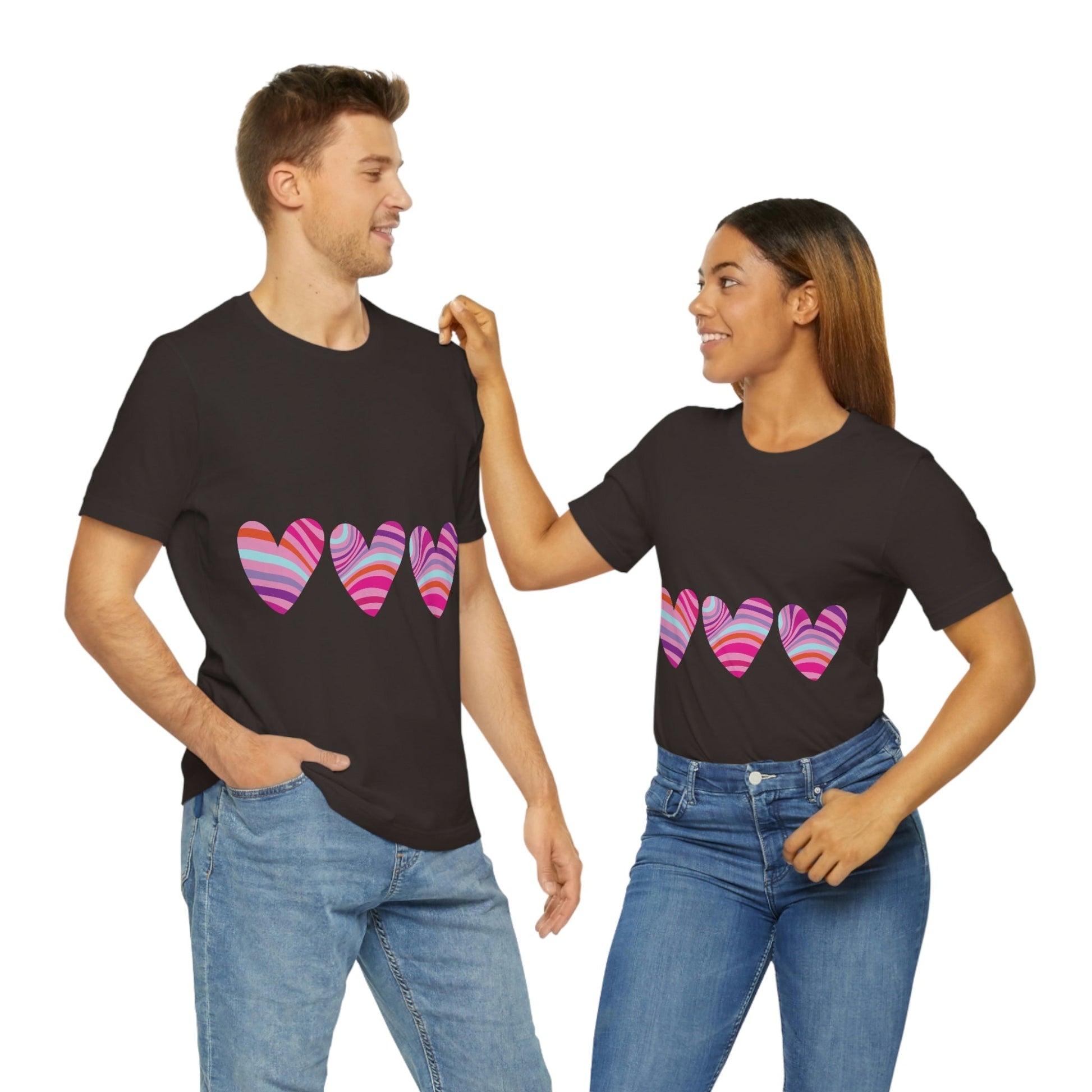 Love Pattern Modern Romantic Heart Unisex Jersey Short Sleeve T-Shirt Ichaku [Perfect Gifts Selection]